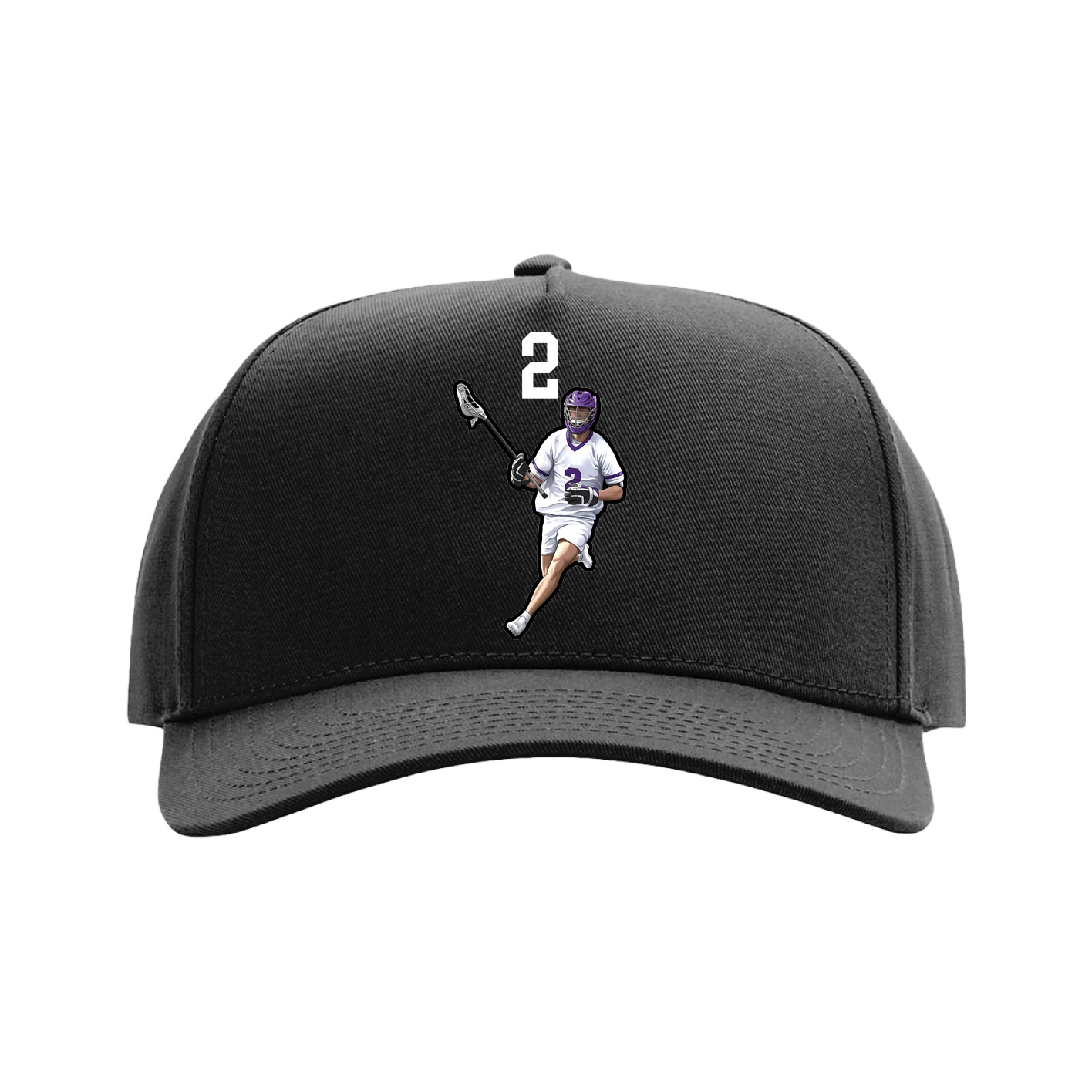 Full Fabric Five-Panel Champ Cap — Number Top in Black