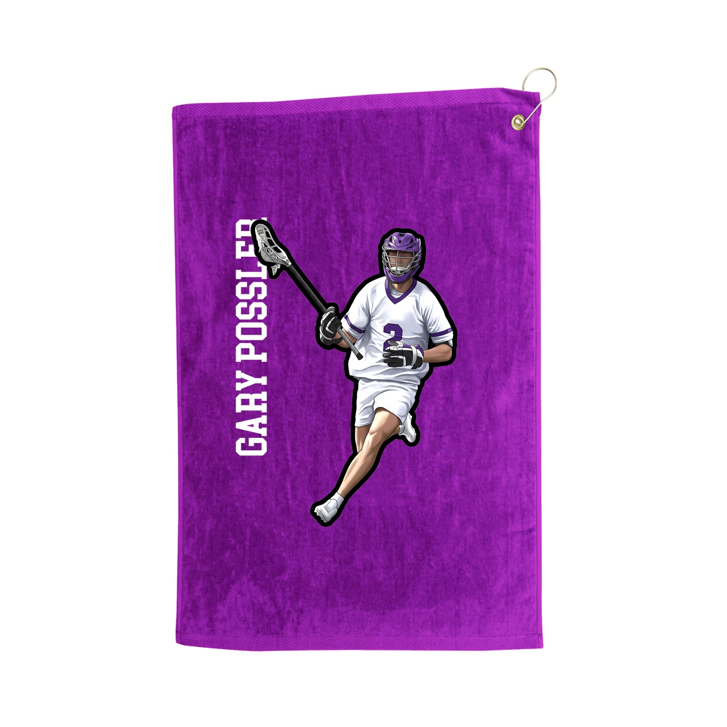 Golf Towel — Name Vertical in Purple