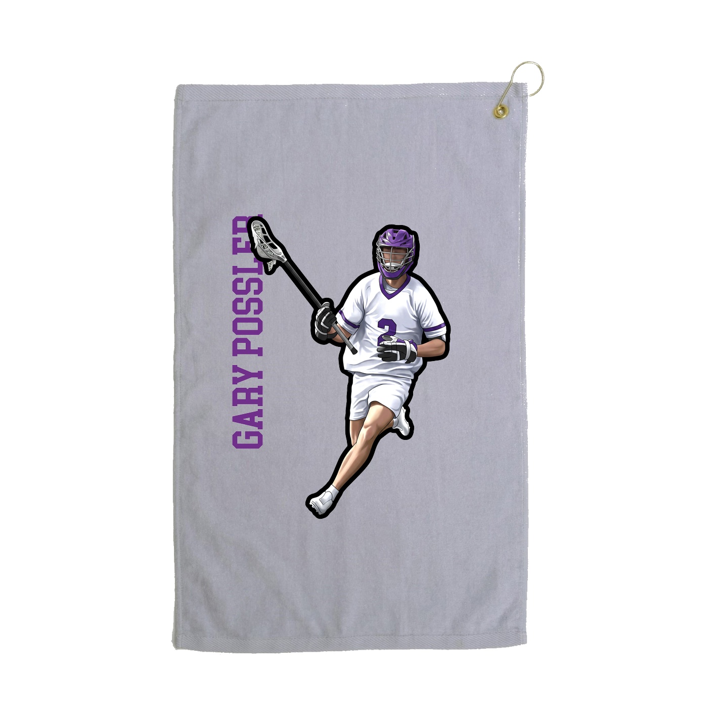 Golf Towel — Name Vertical in Grey