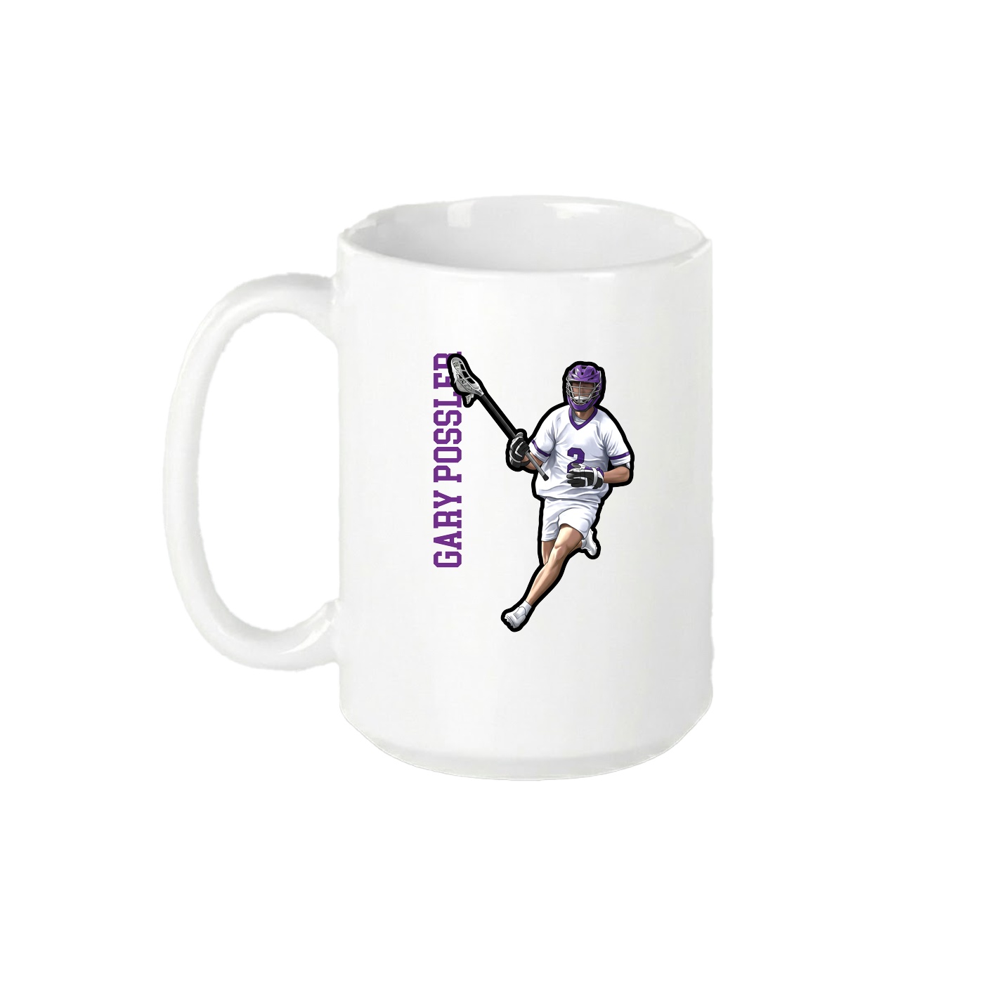 15oz Coffee Mug — Name Vertical in White