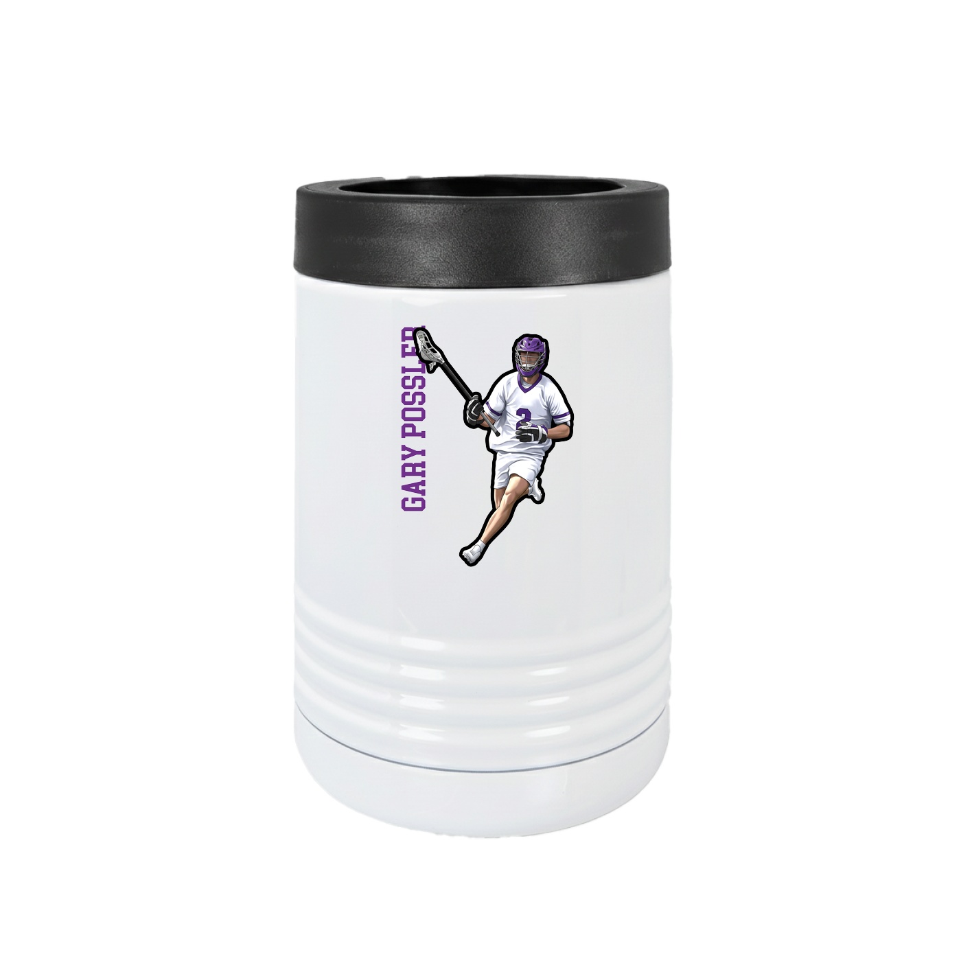 Beverage Holder — Name Vertical in White
