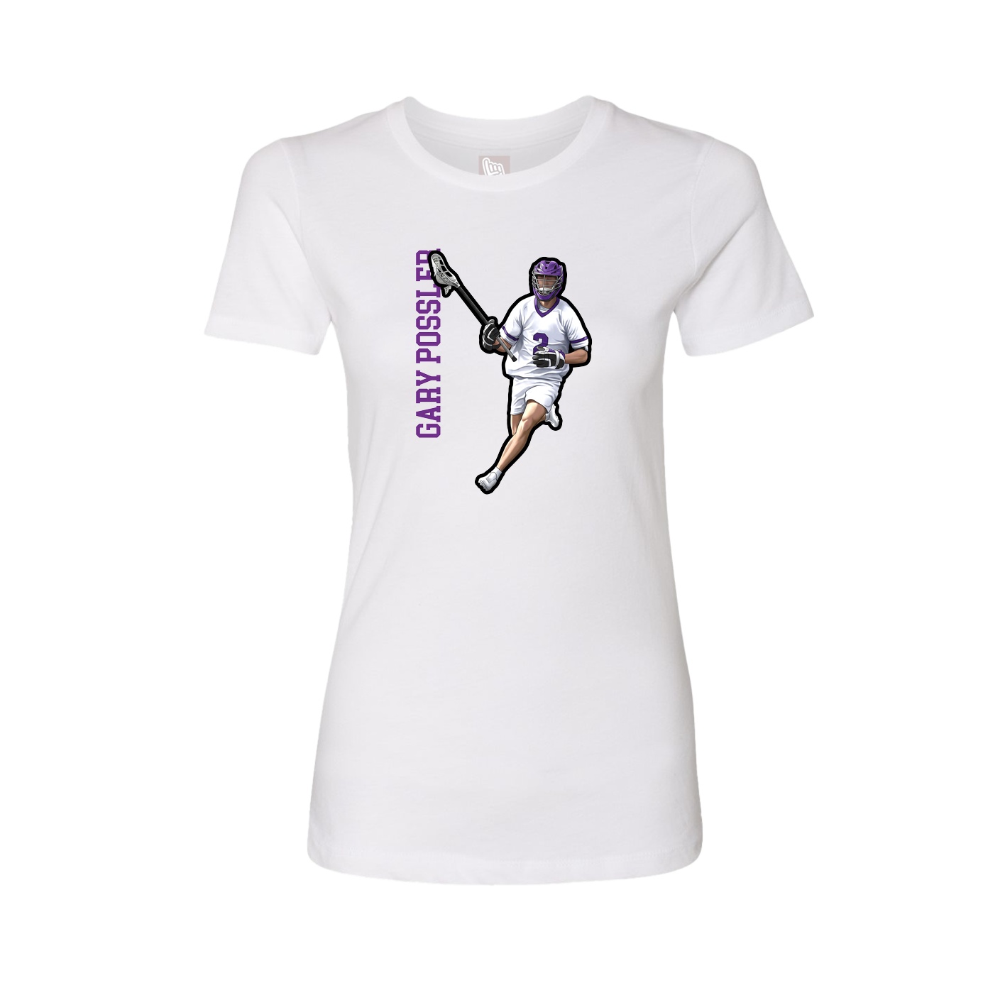 Womens Tee — Name Vertical in White