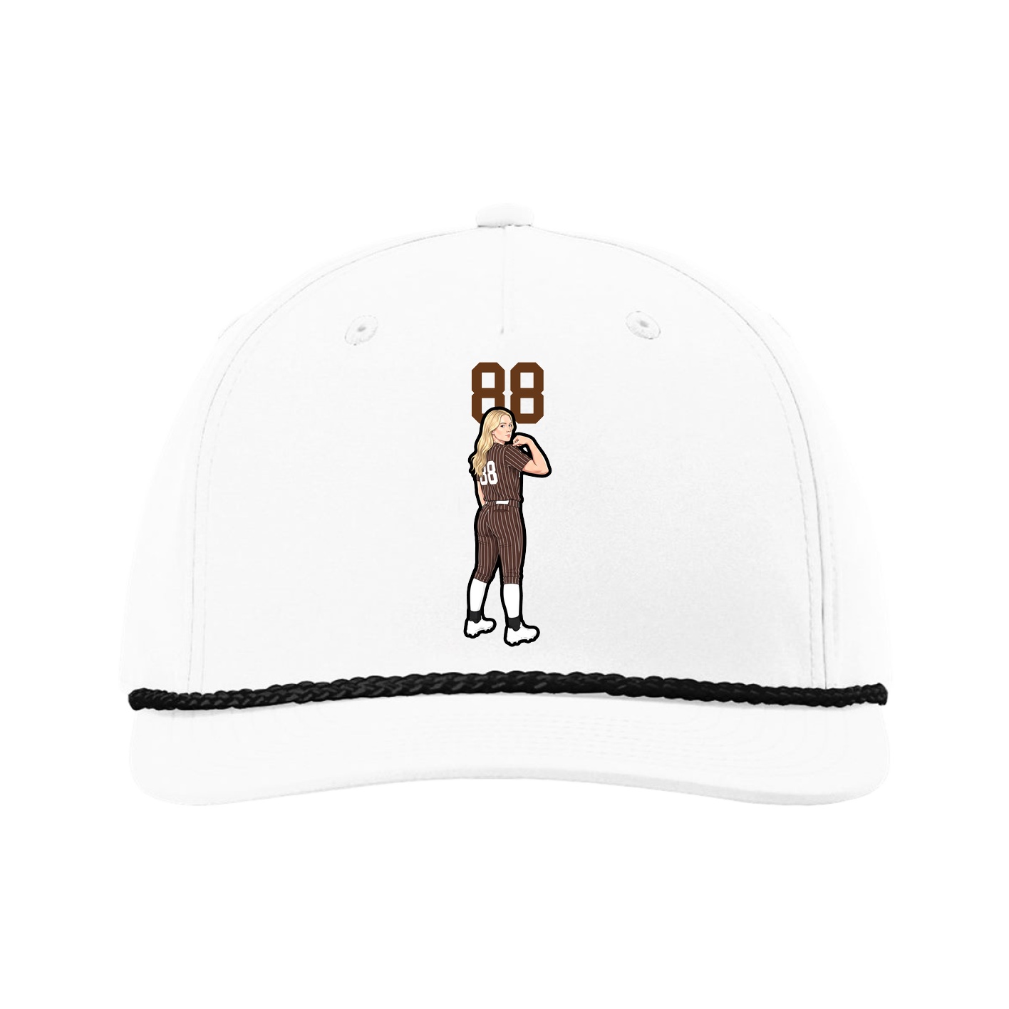 Five-Panel Classic Rope Cap — Number Top in White