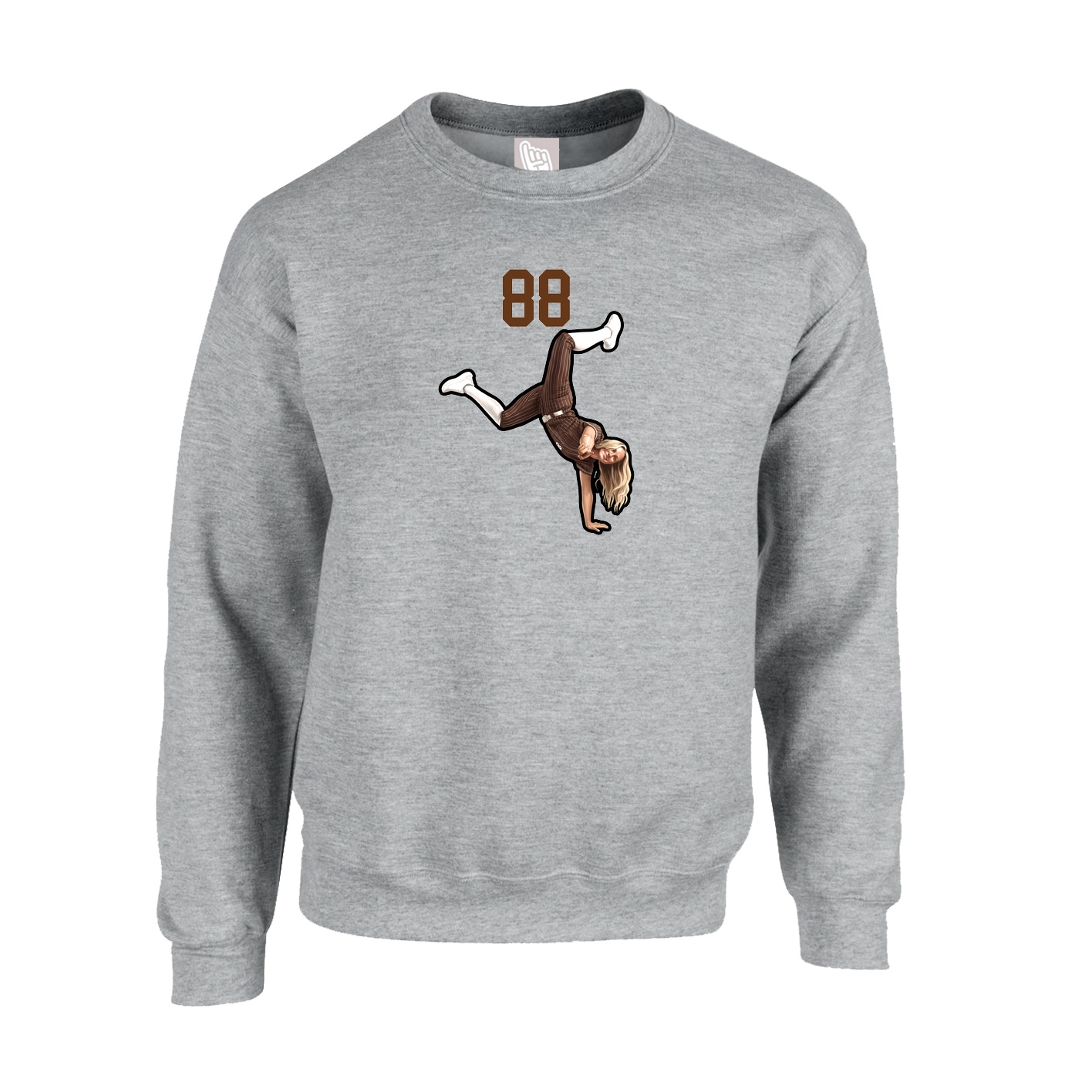 Fleece Crew — Number Top in Grey