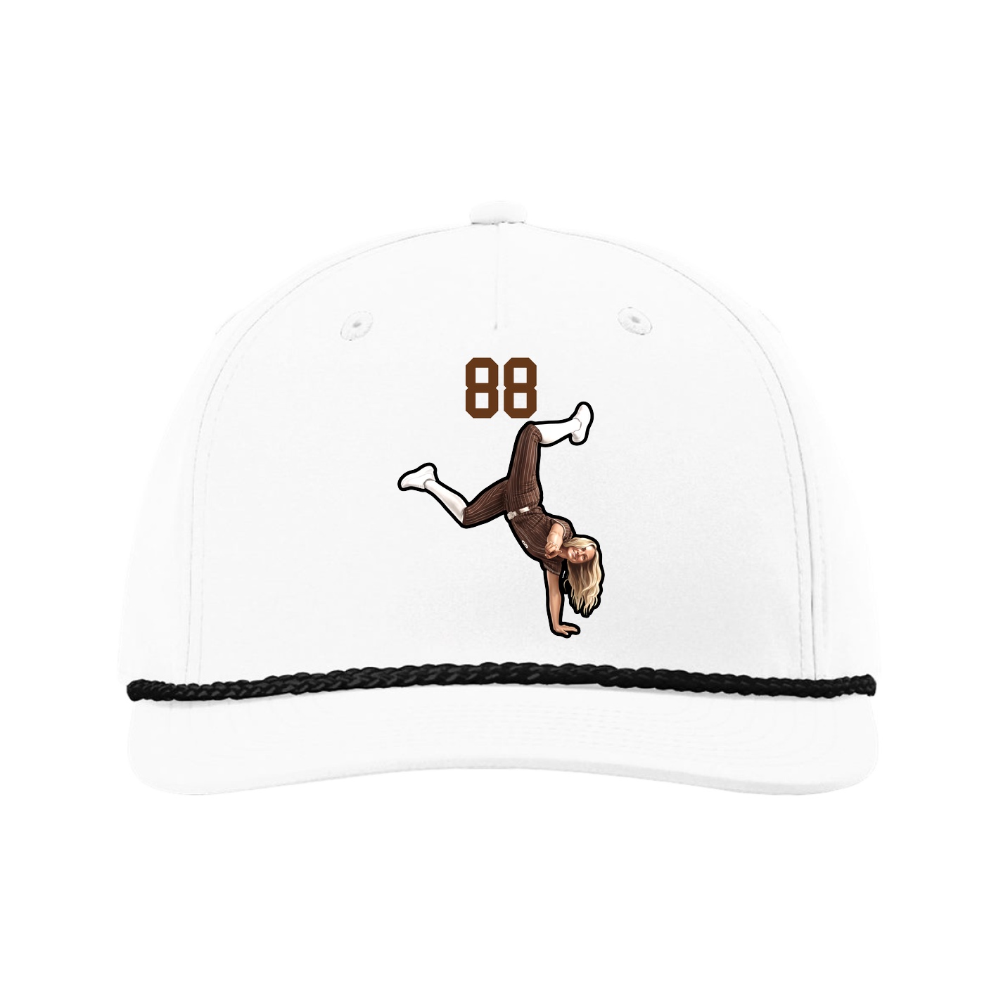 Five-Panel Classic Rope Cap — Number Top in White