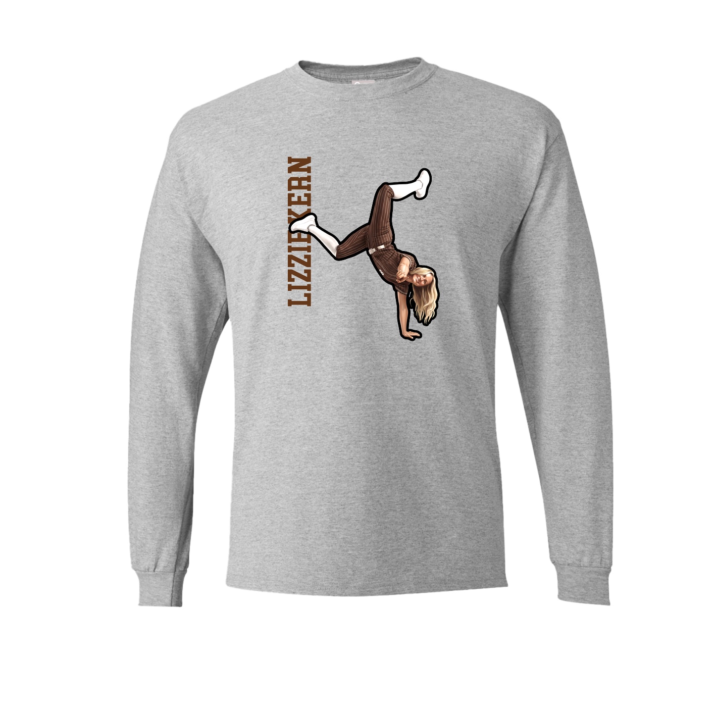 Long Sleeve Tee — Name Vertical in Grey