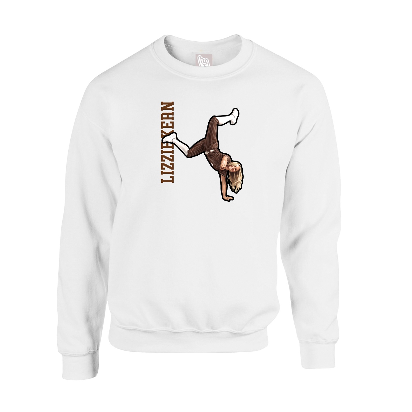 Fleece Crew — Name Vertical in White
