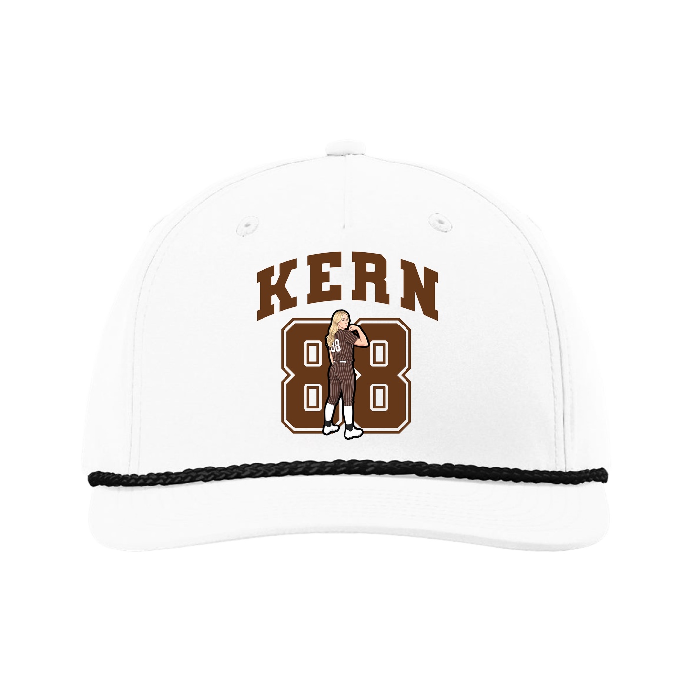 Five-Panel Classic Rope Cap — Number in White