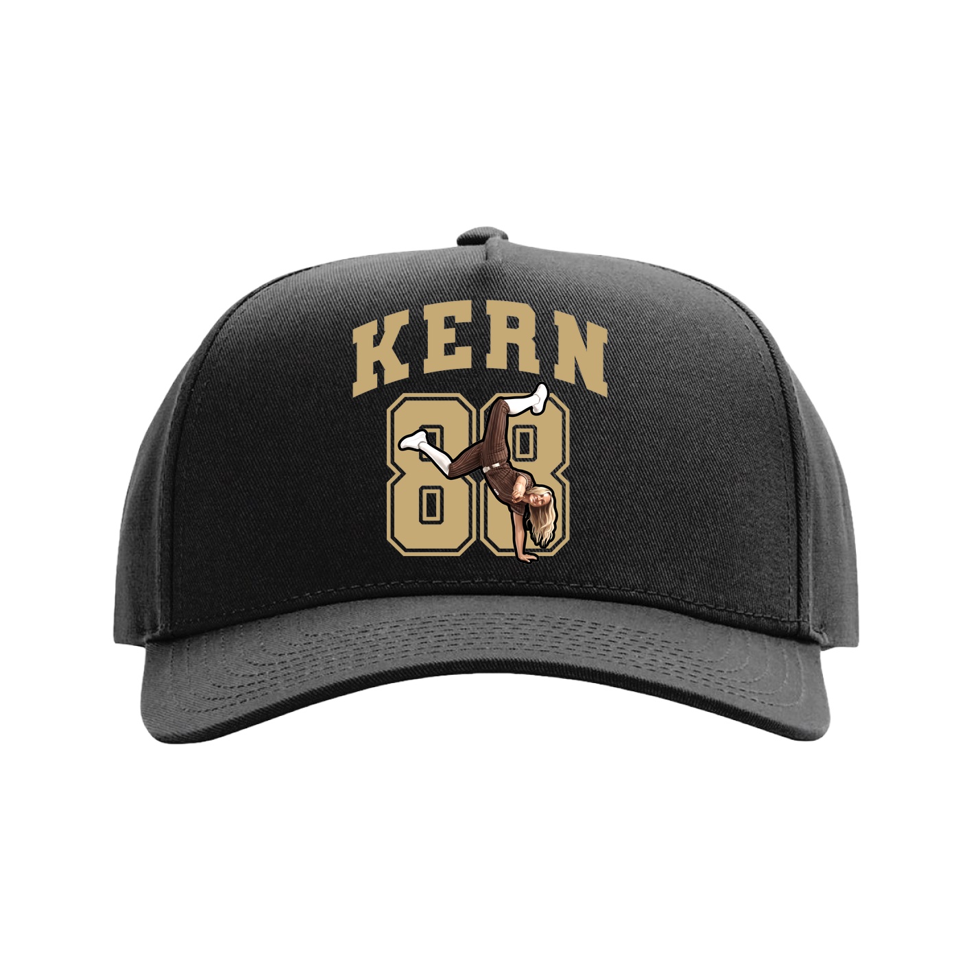 Full Fabric Five-Panel Champ Cap — Number in Black