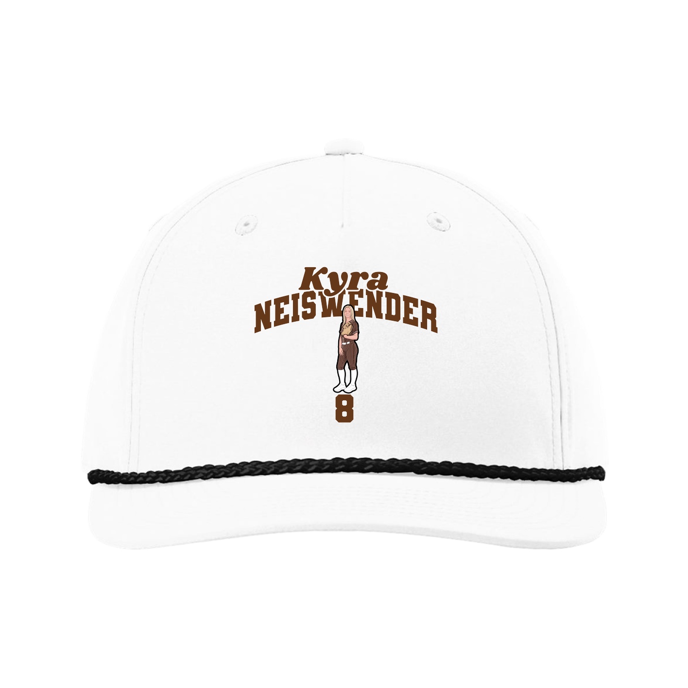 Five-Panel Classic Rope Cap — Signature Arch in White