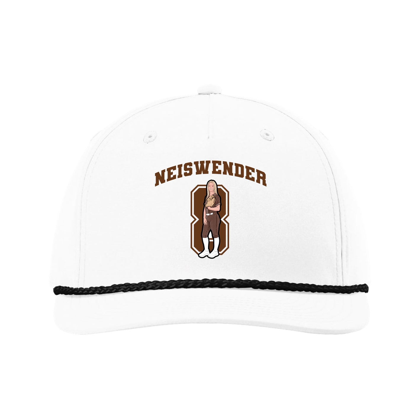 Five-Panel Classic Rope Cap — Number in White