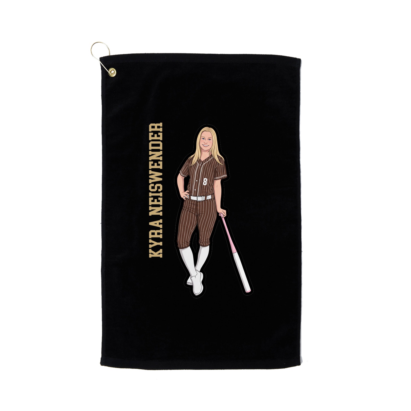 Golf Towel — Name Vertical in Black