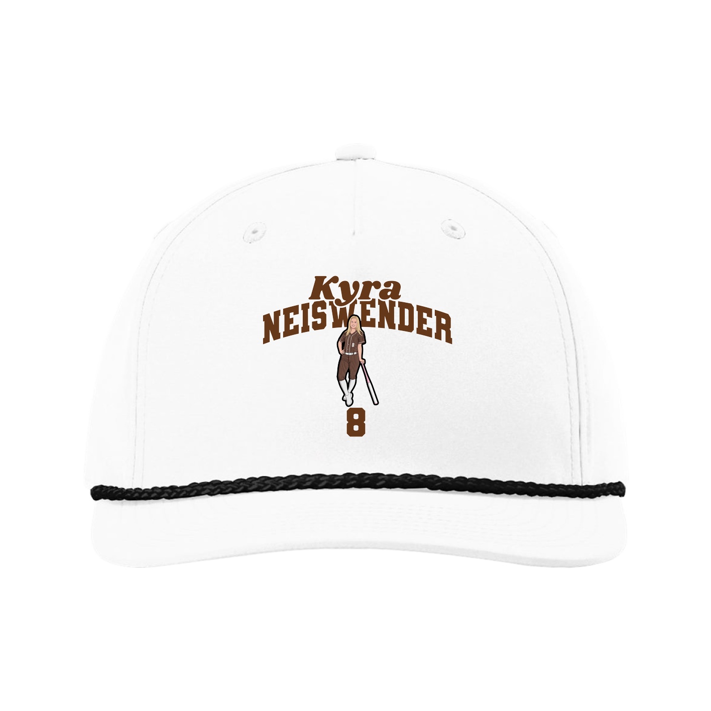 Five-Panel Classic Rope Cap — Signature Arch in White