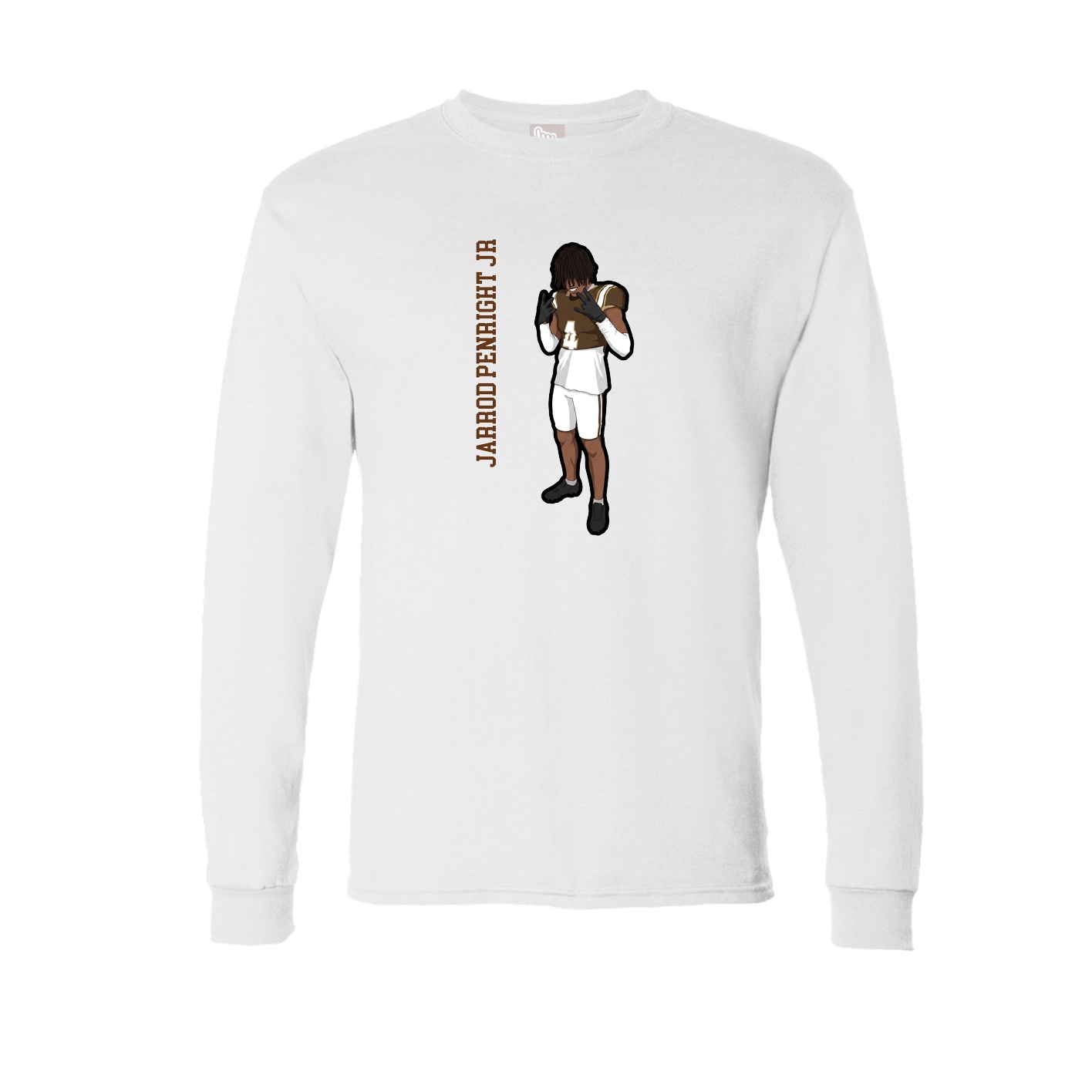 Long Sleeve Tee — Name Vertical in White