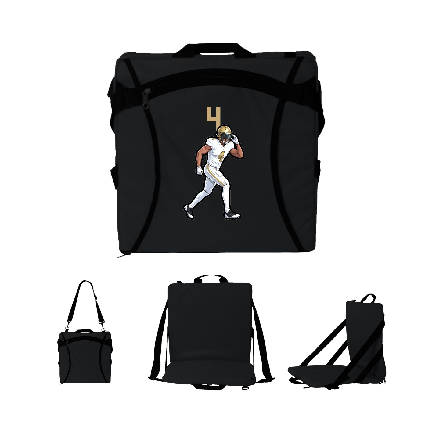 Folding Stadium Seat — Number Top in Black