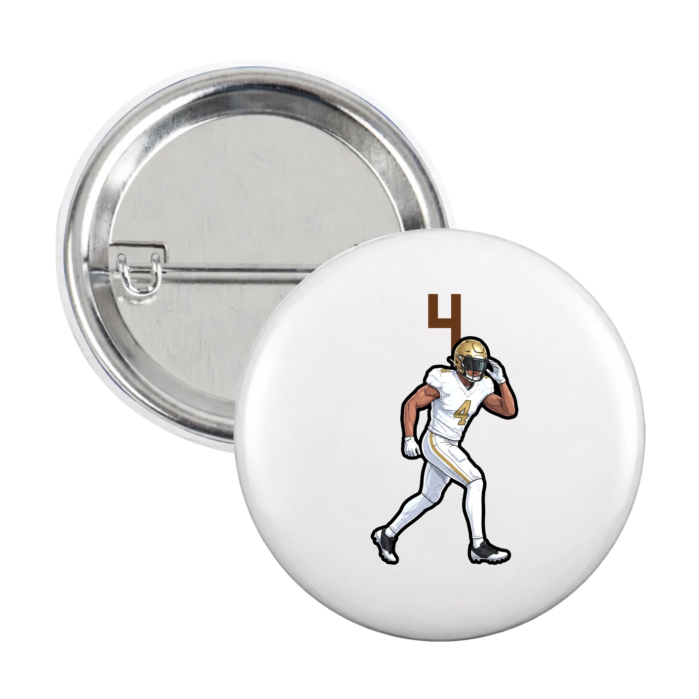 Game Day Button — Number Top in White