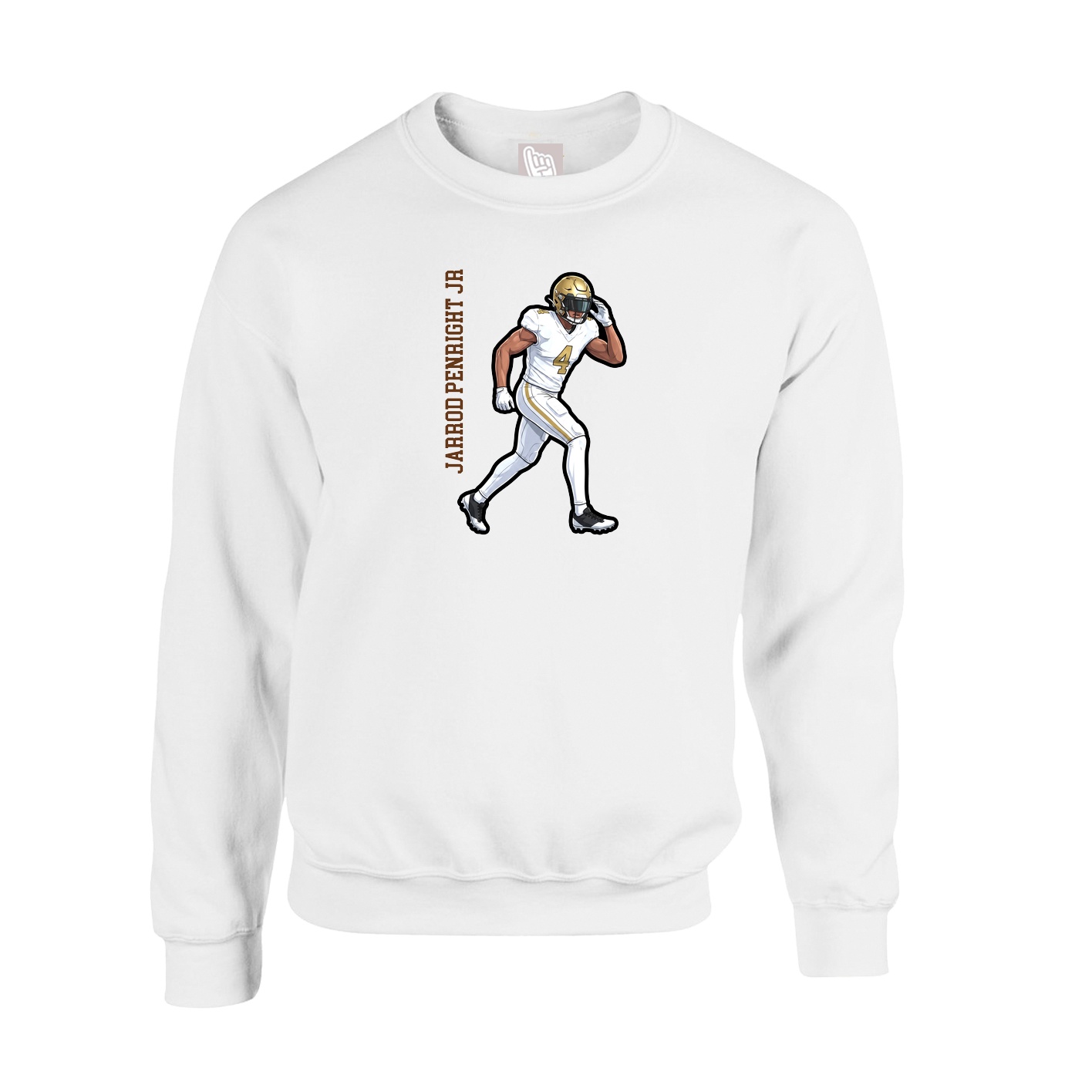Fleece Crew — Name Vertical in White