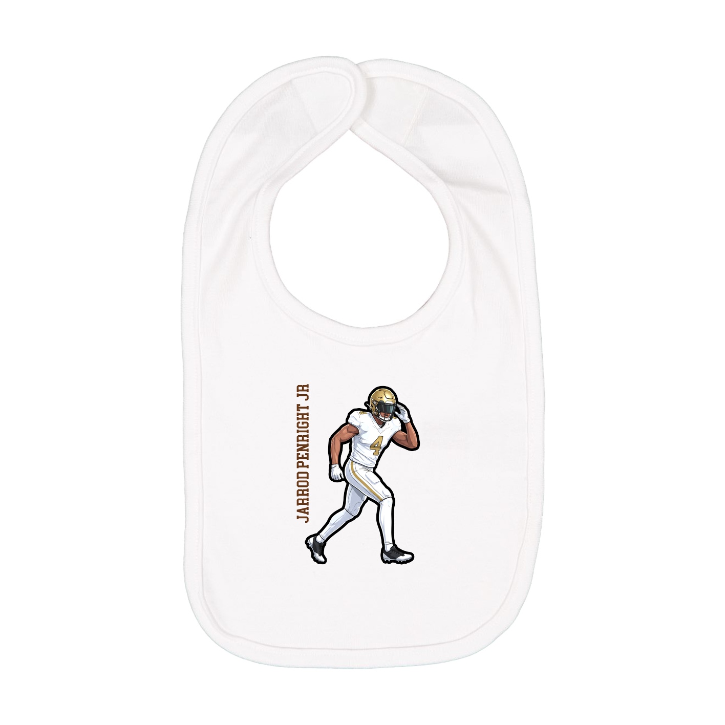 Infant Bib — Name Vertical in White
