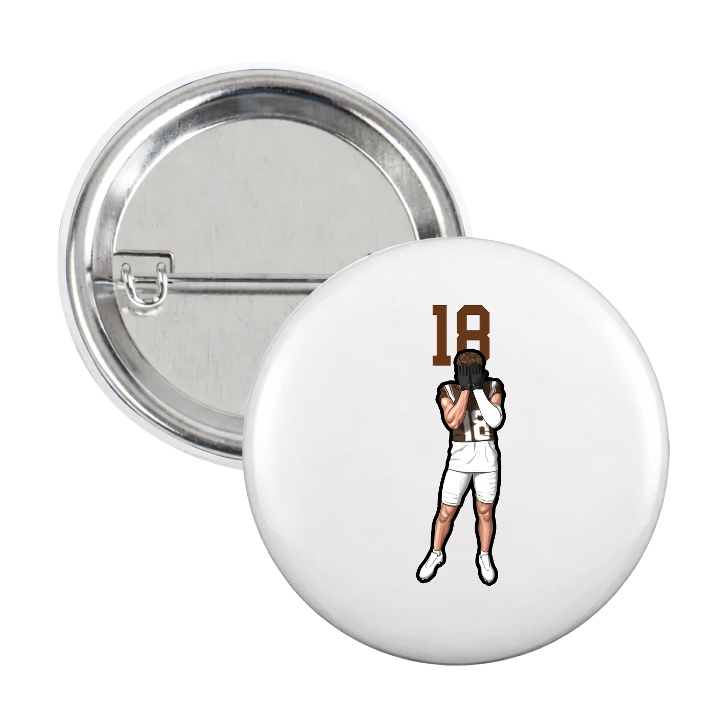 Game Day Button — Number Top in White