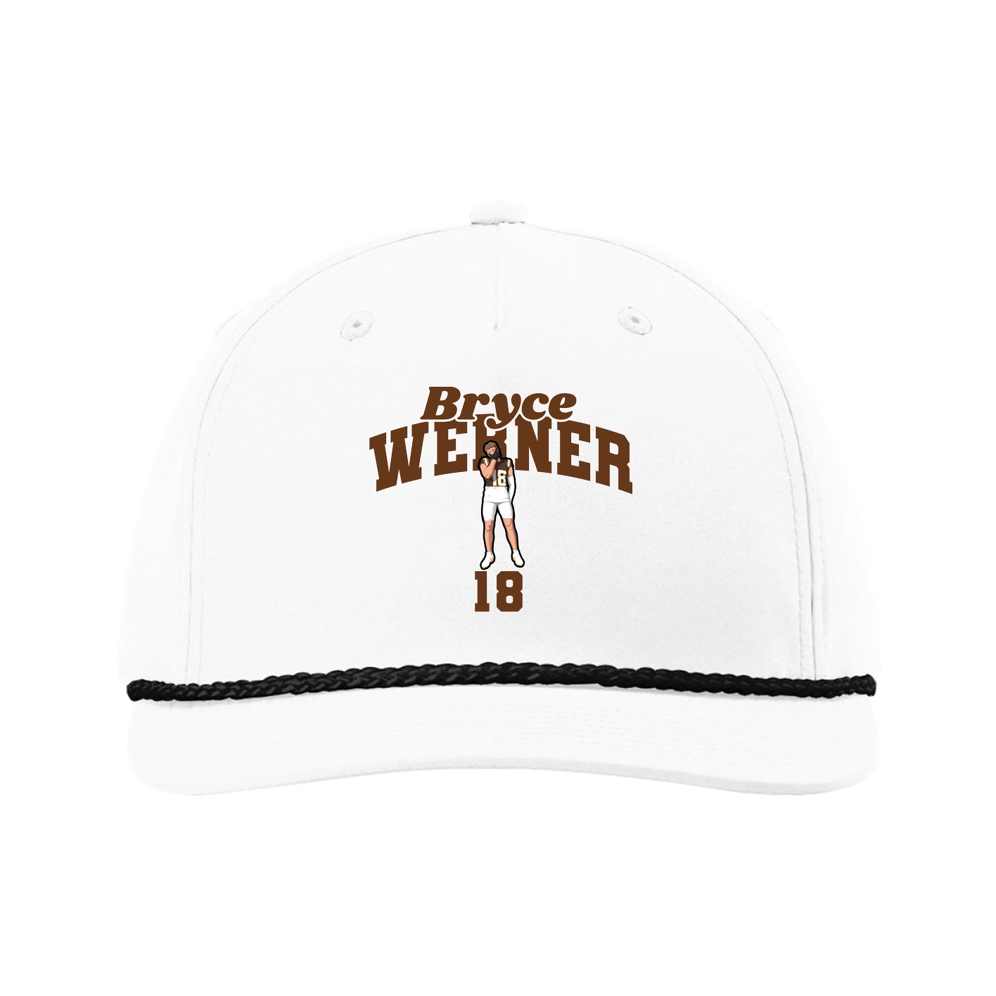 Five-Panel Classic Rope Cap — Signature Arch in White