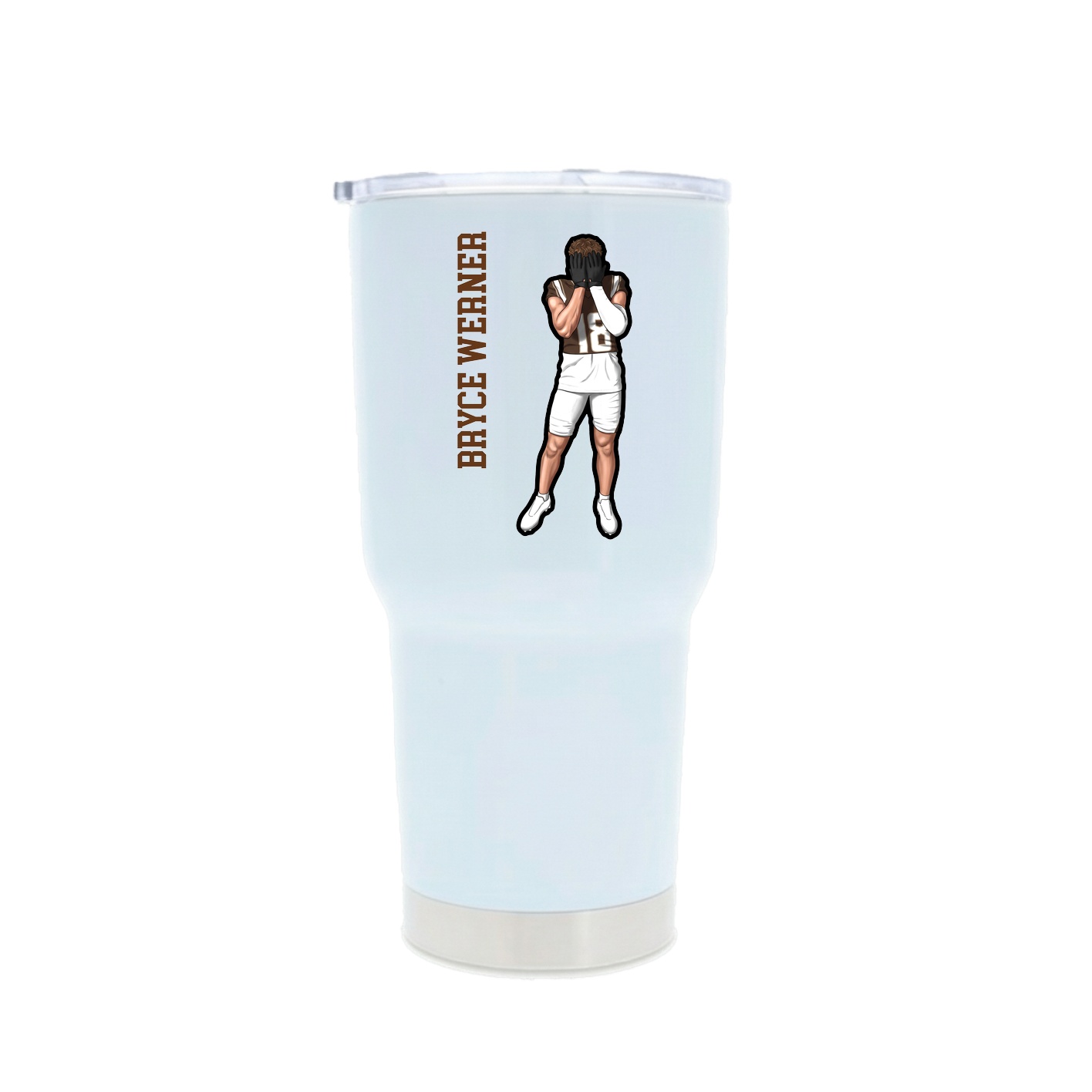 30oz Stainless Steel Tumbler — Name Vertical in White