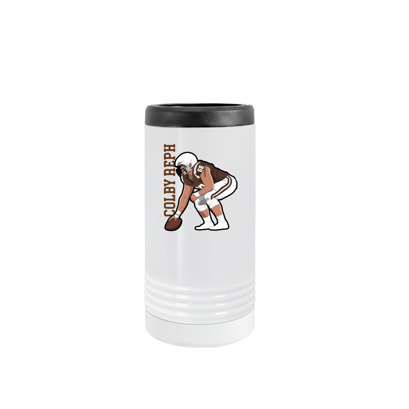 Slim Beverage Holder — Name Vertical in White