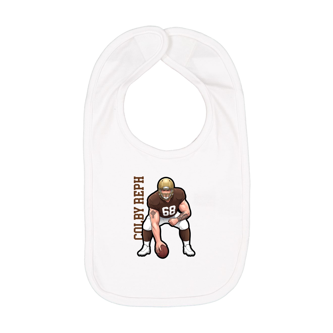 Infant Bib — Name Vertical in White