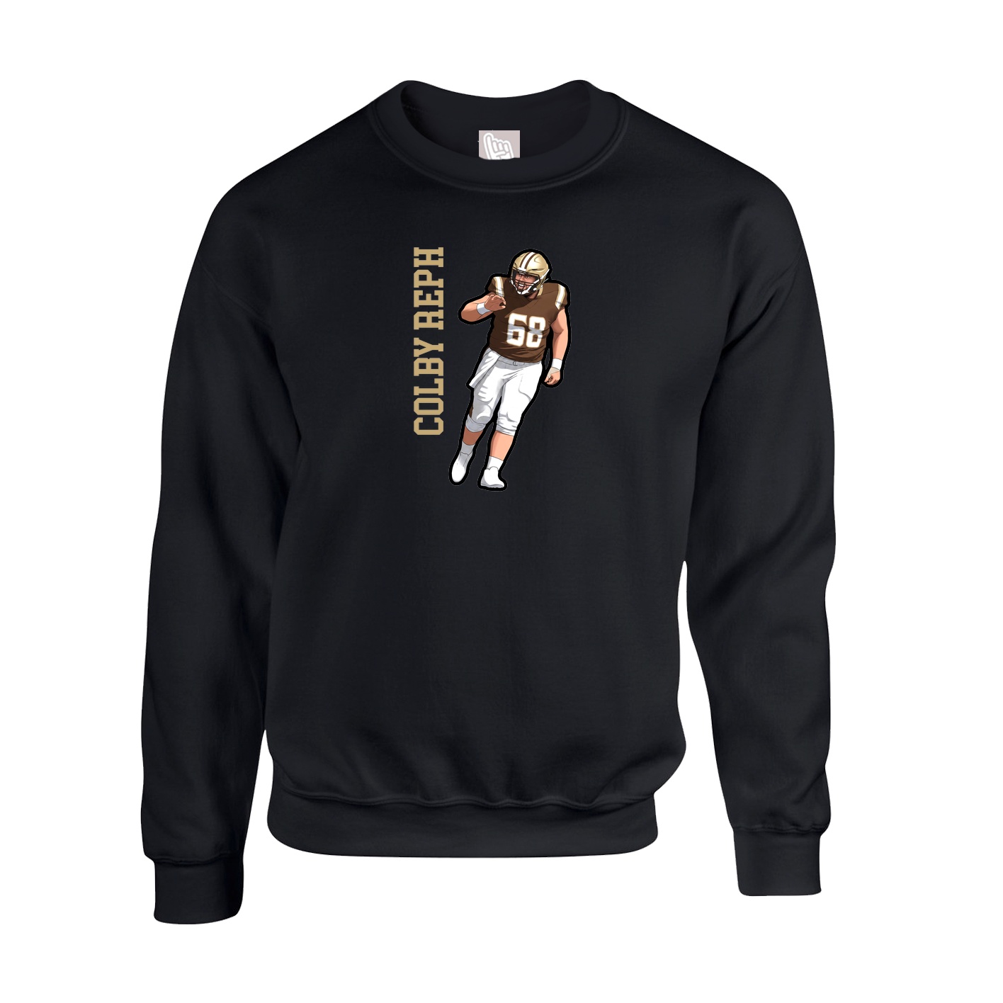 Fleece Crew — Name Vertical in Black