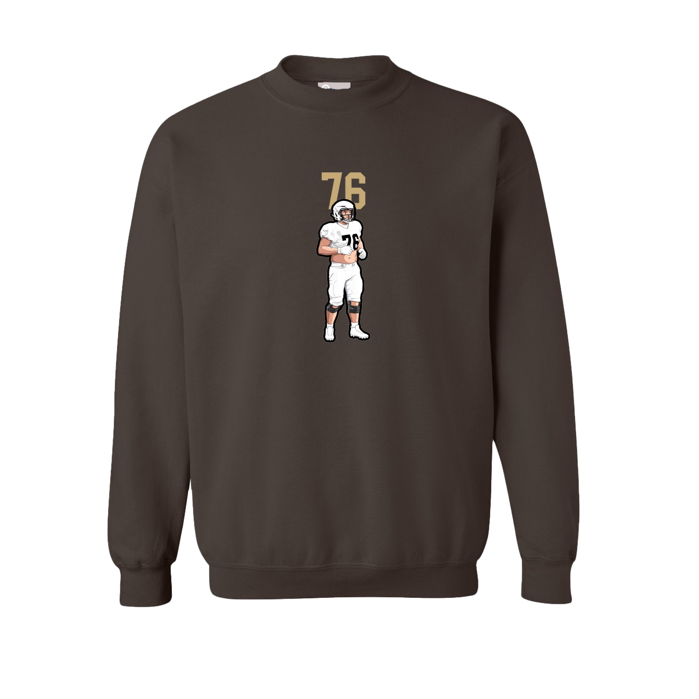 Fleece Crew — Number Top in Brown