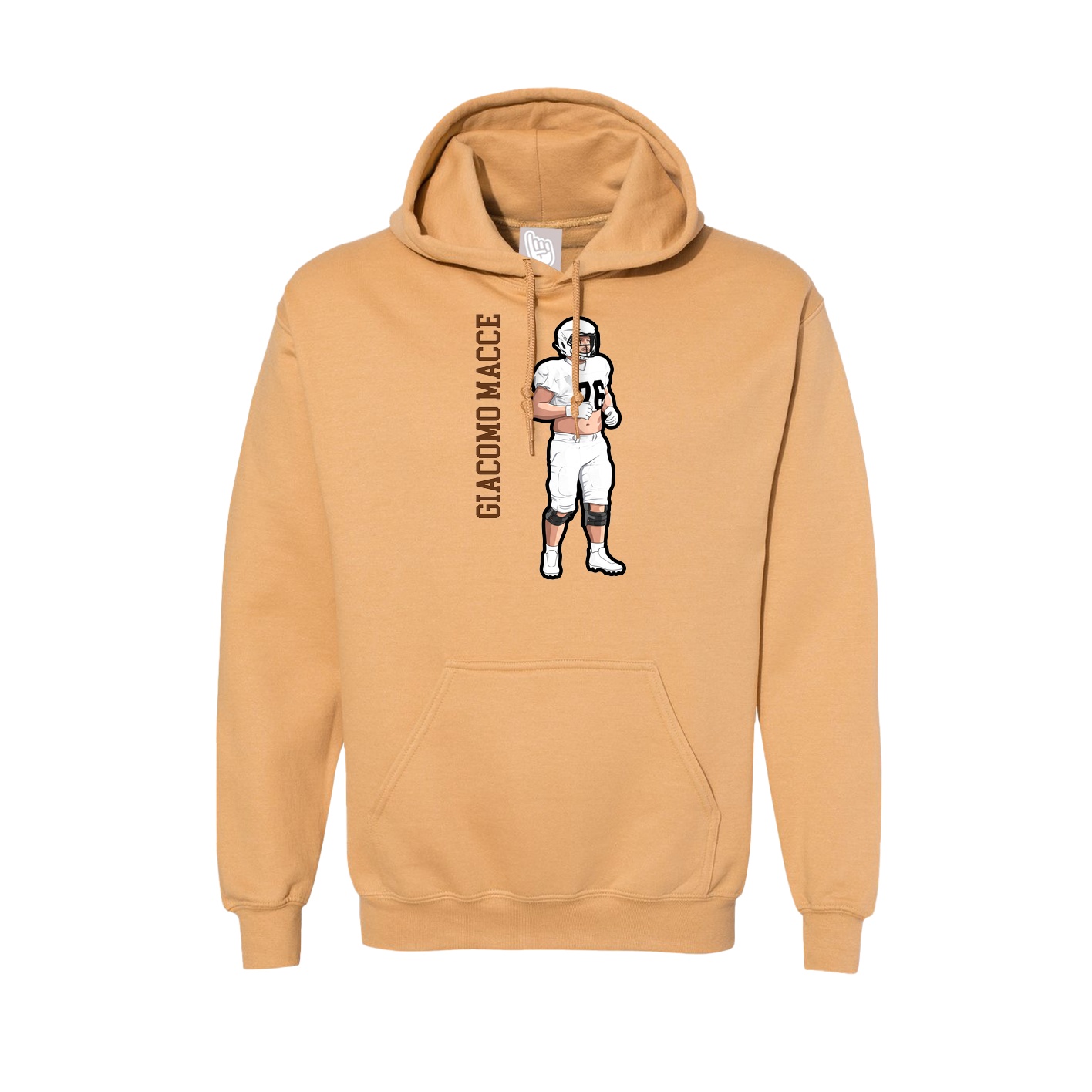 Hoodie — Name Vertical in Vegas Gold