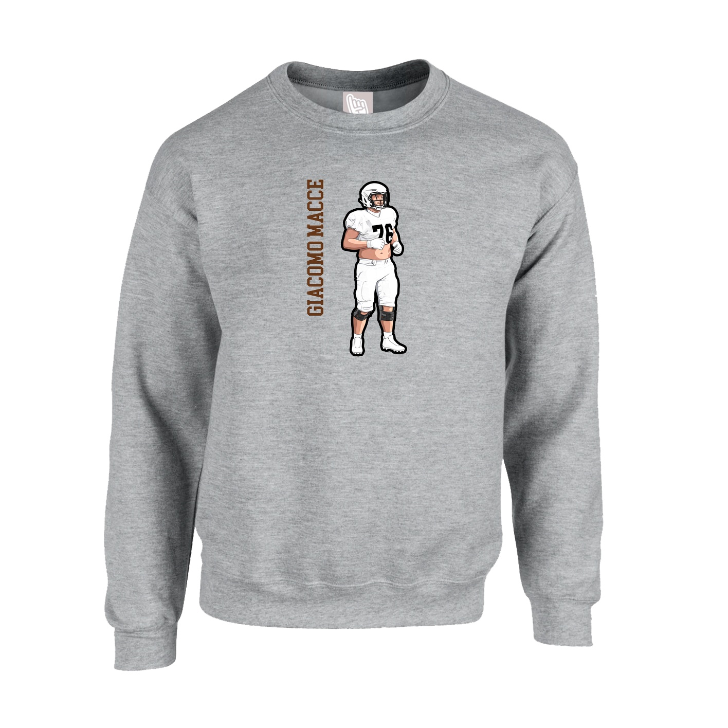 Fleece Crew — Name Vertical in Grey