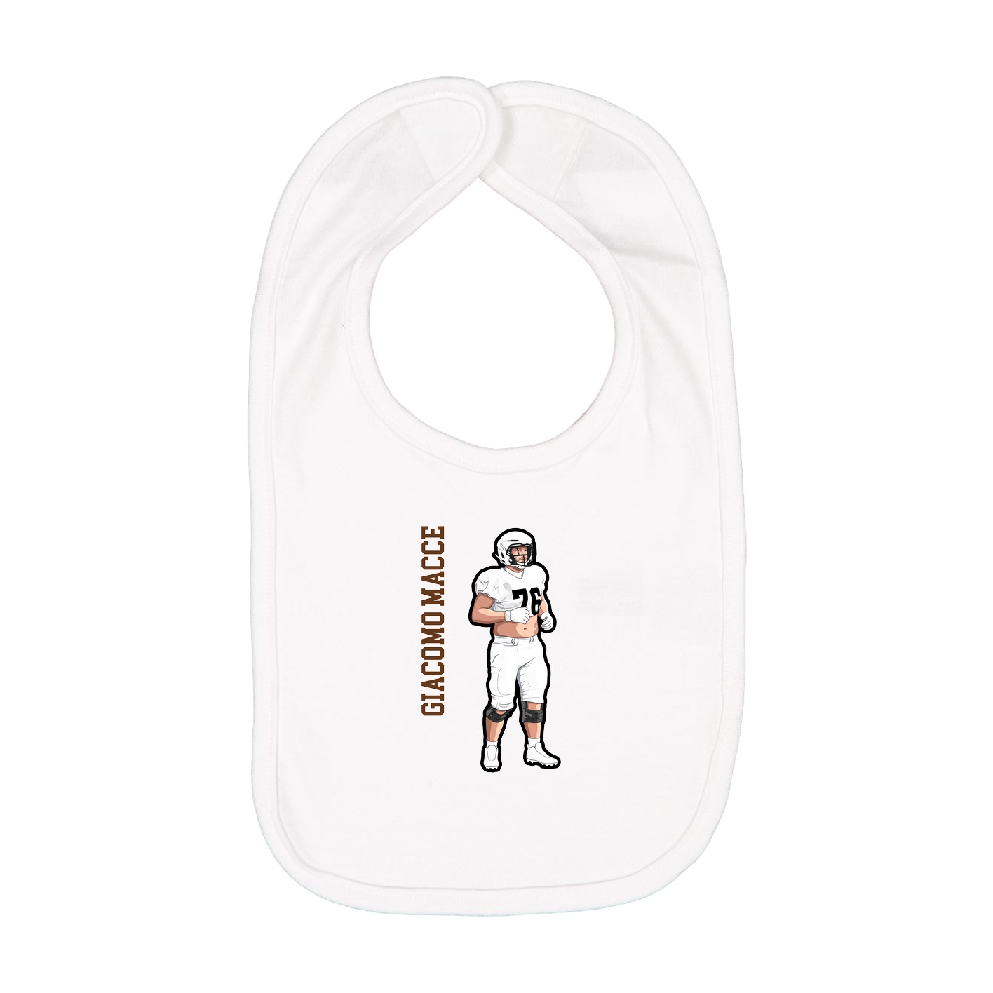 Infant Bib — Name Vertical in White