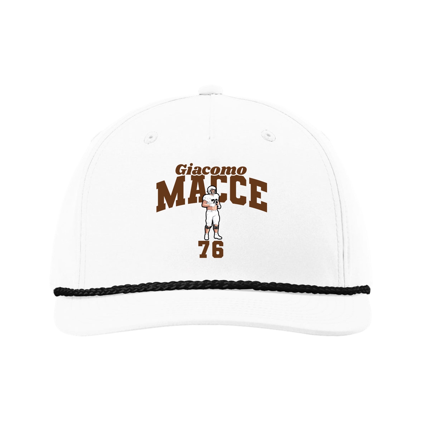 Five-Panel Classic Rope Cap — Signature Arch in White