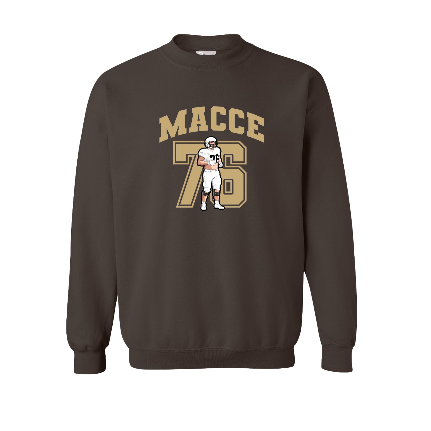 Fleece Crew — Number in Brown
