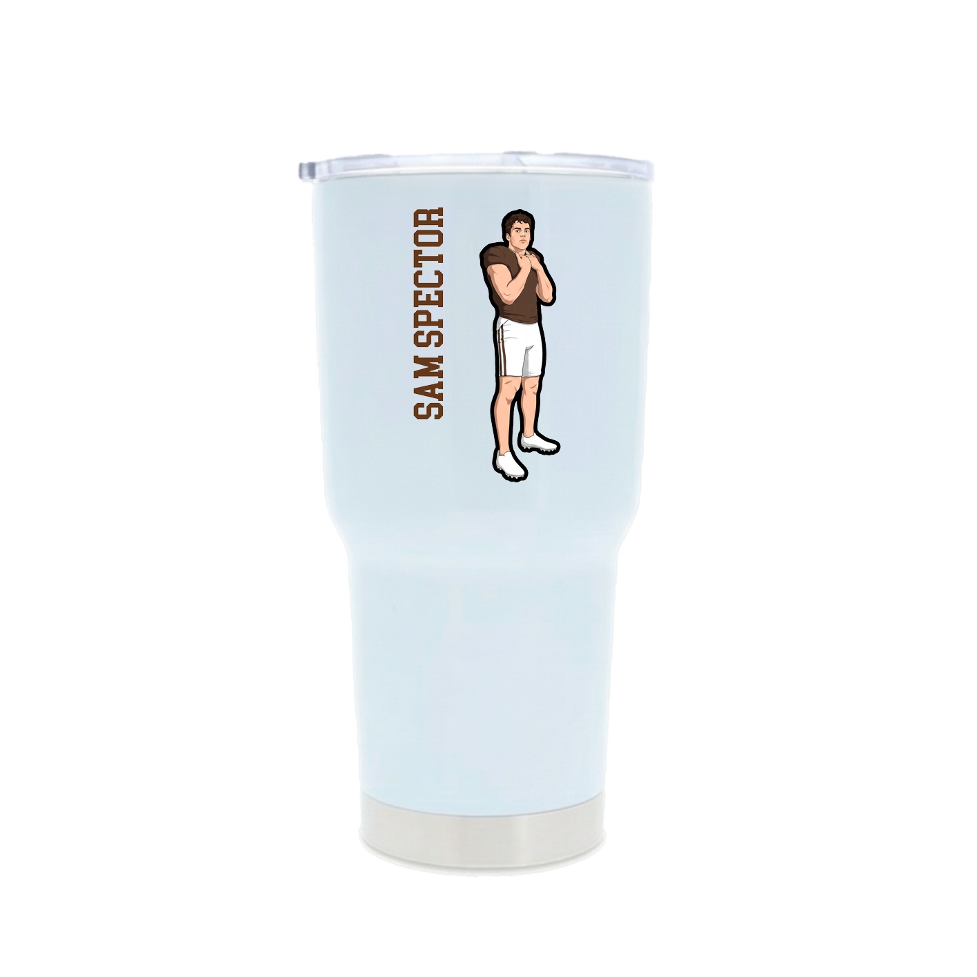 30oz Stainless Steel Tumbler — Name Vertical in White