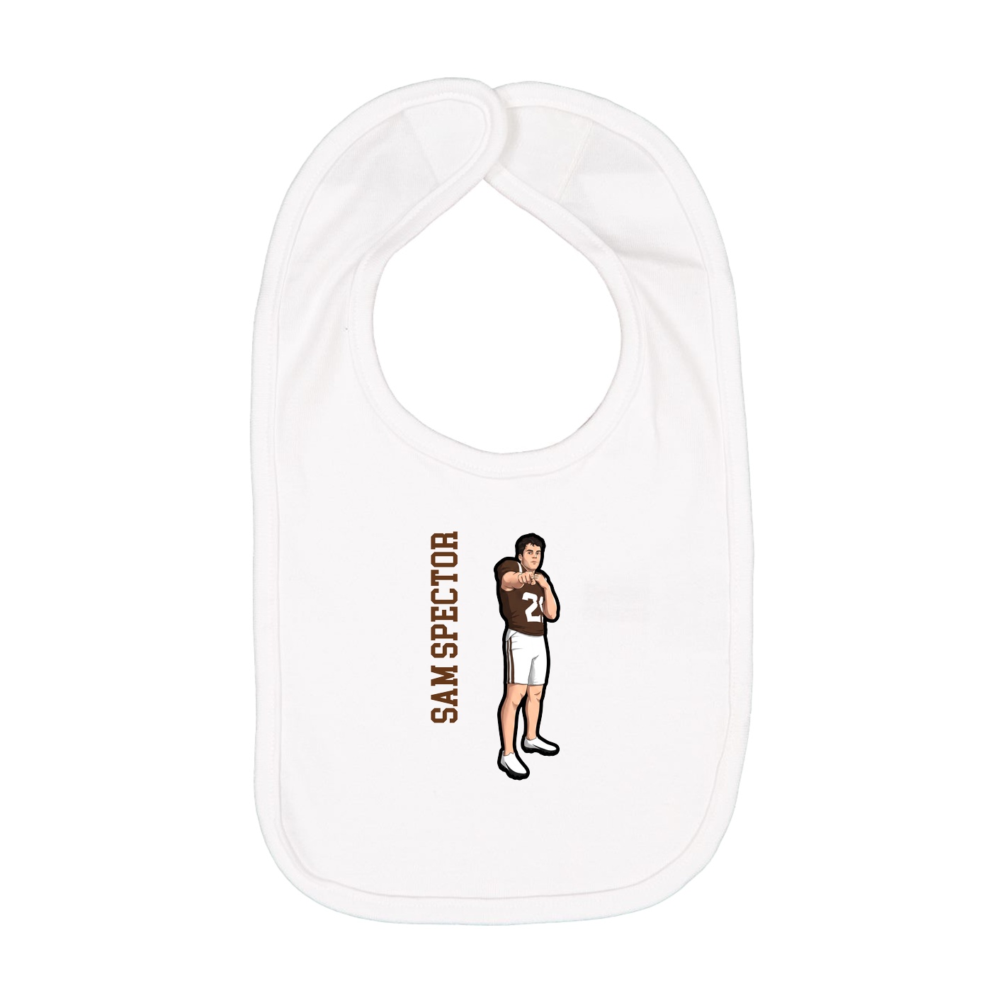 Infant Bib — Name Vertical in White