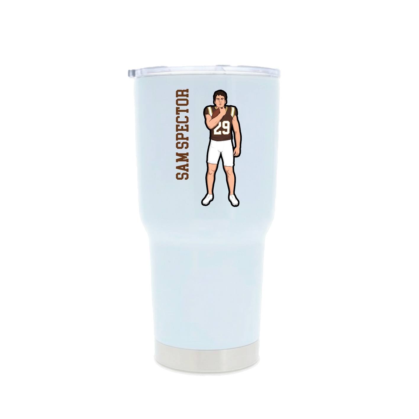 30oz Stainless Steel Tumbler — Name Vertical in White