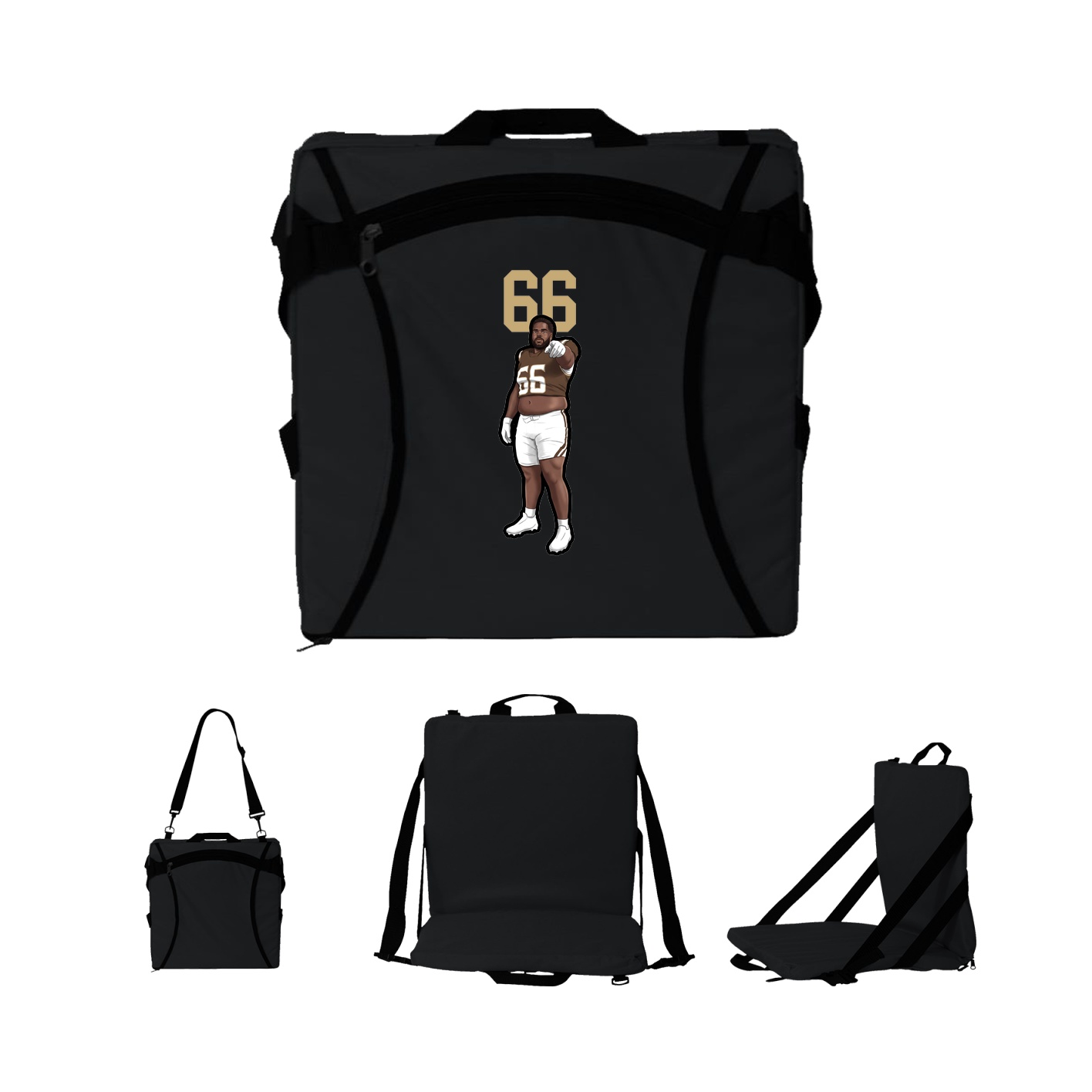 Folding Stadium Seat — Number Top in Black