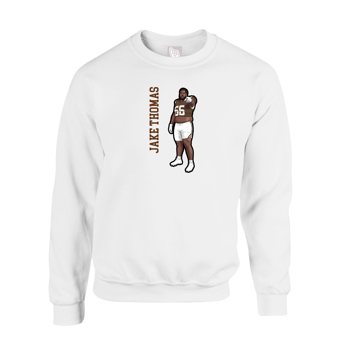 Fleece Crew — Name Vertical in White