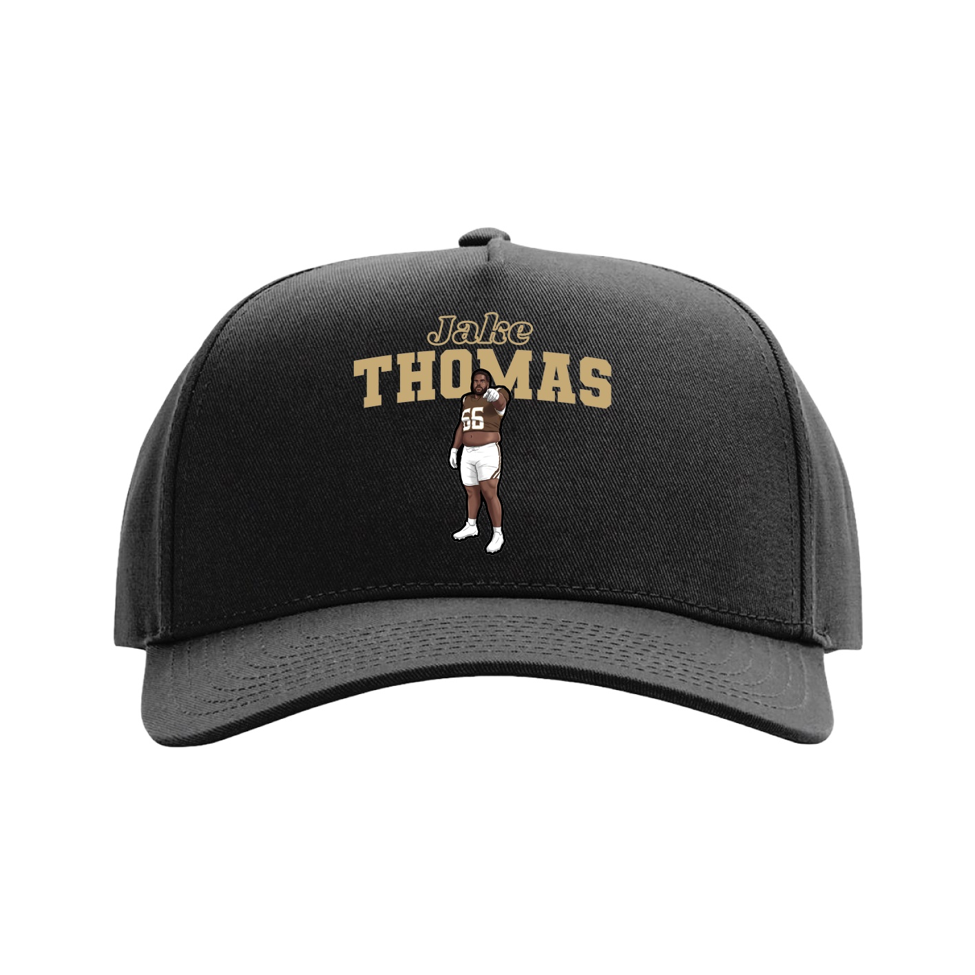 Full Fabric Five-Panel Champ Cap — Name Arch in Black