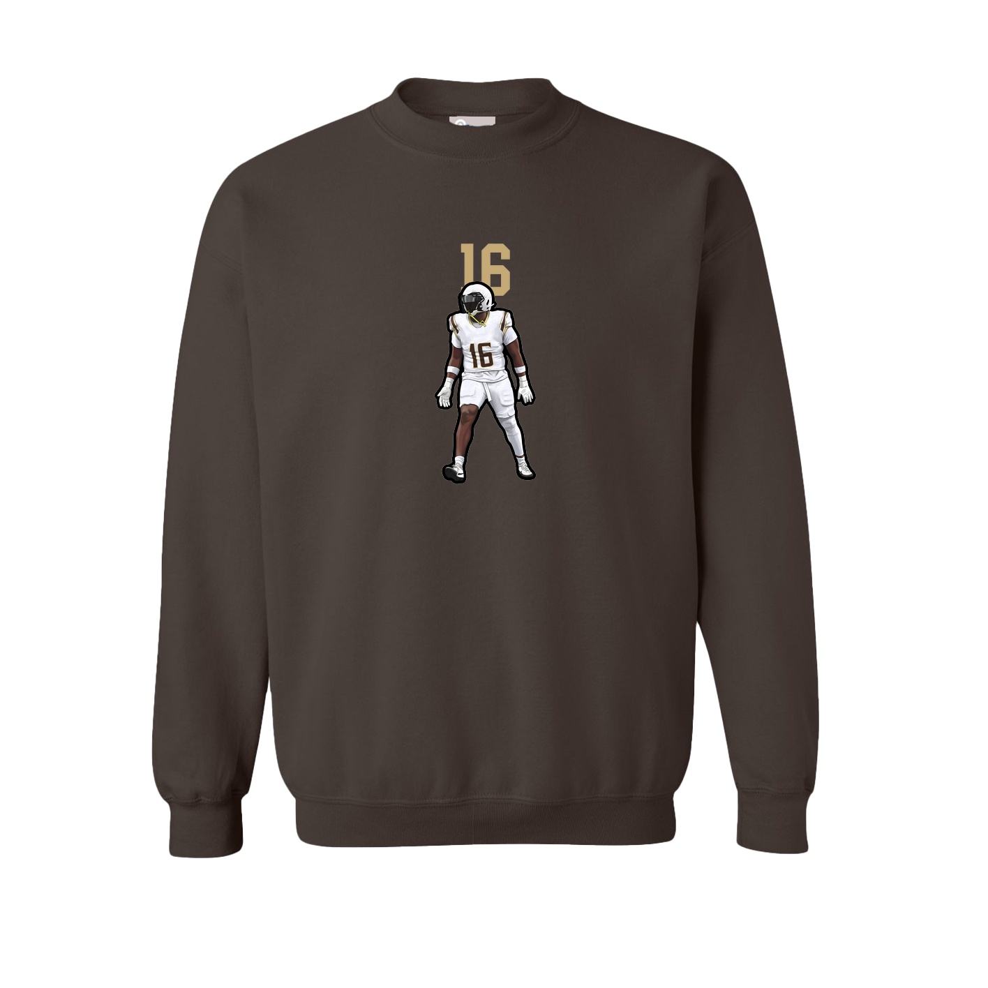 Fleece Crew — Number Top in Brown