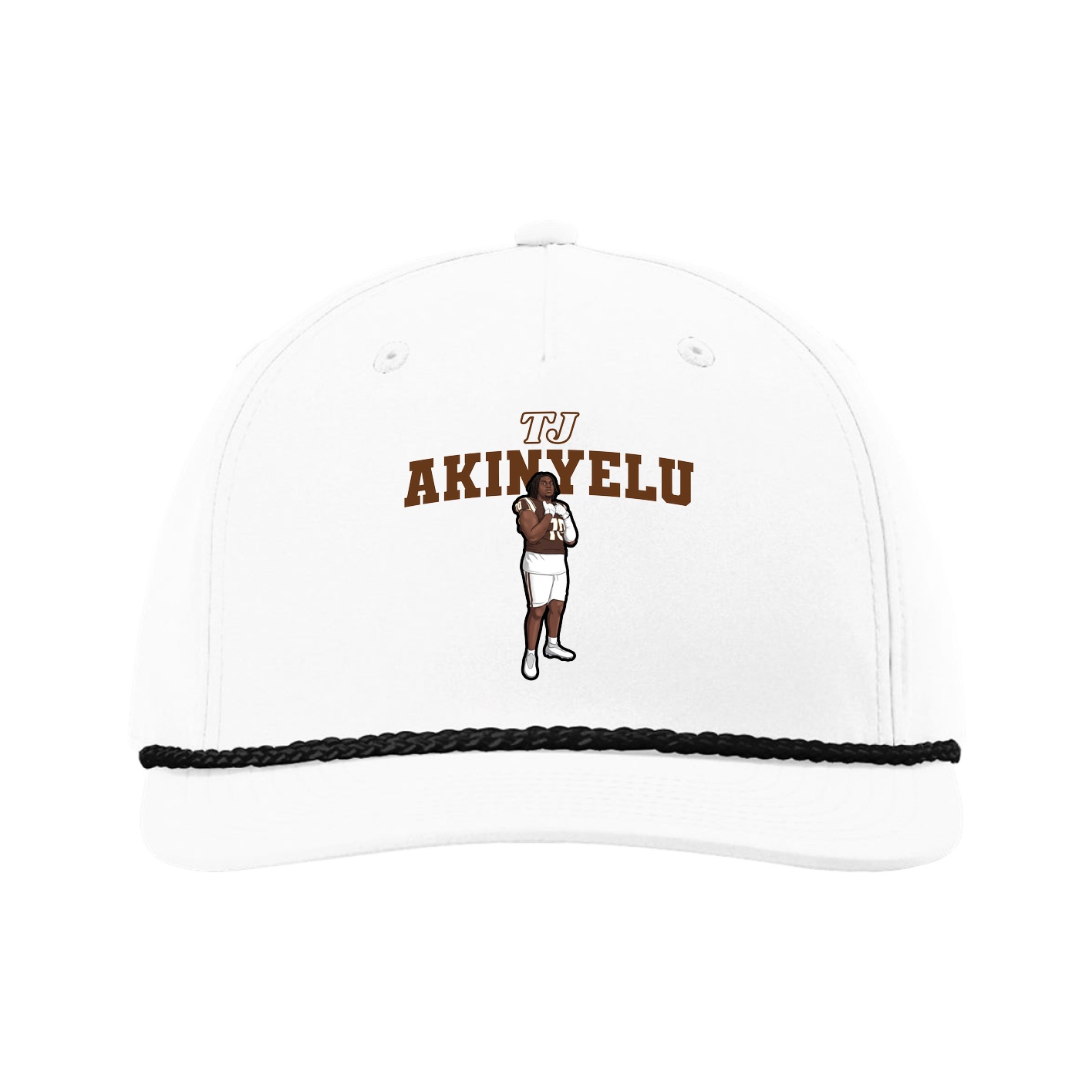 Five-Panel Classic Rope Cap — Name Arch in White