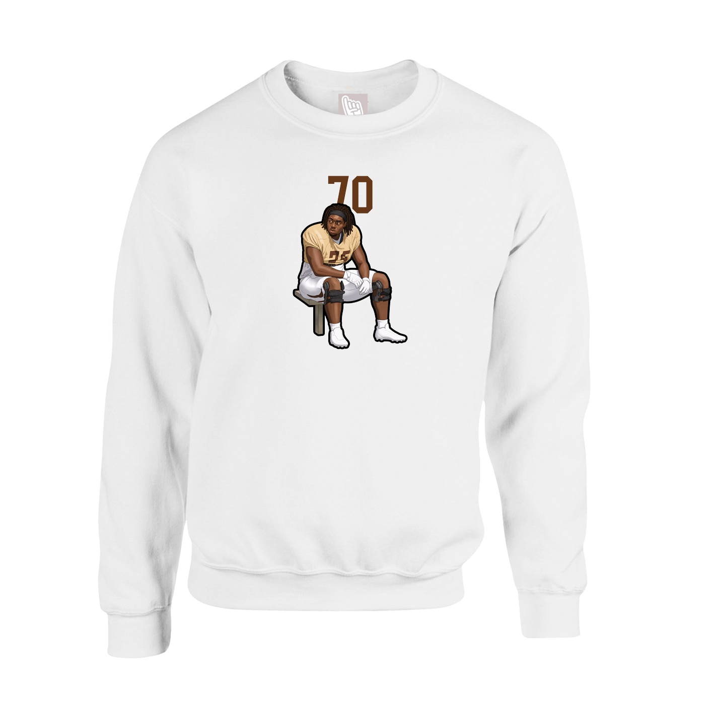 Fleece Crew — Number Top in White