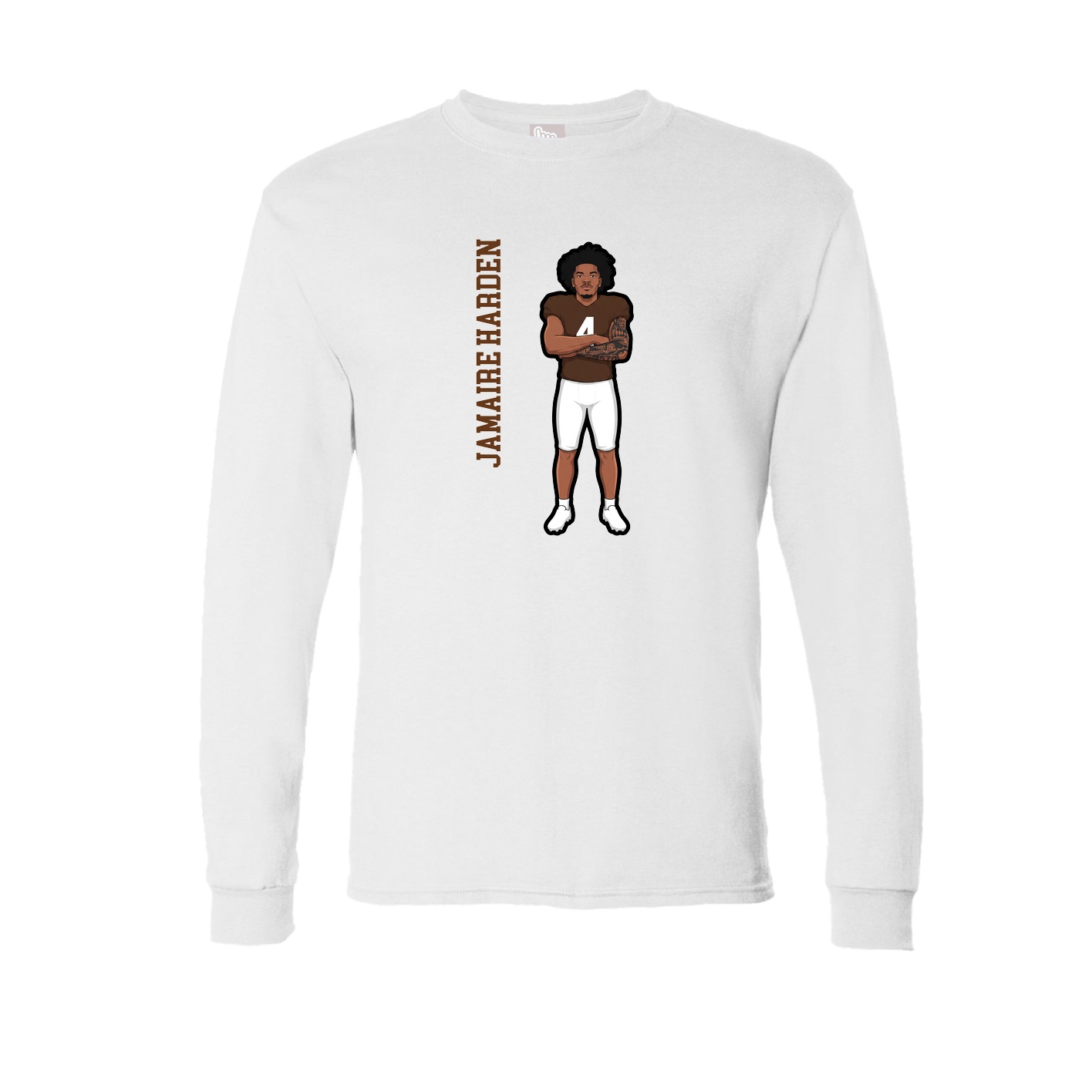 Long Sleeve Tee — Name Vertical in White