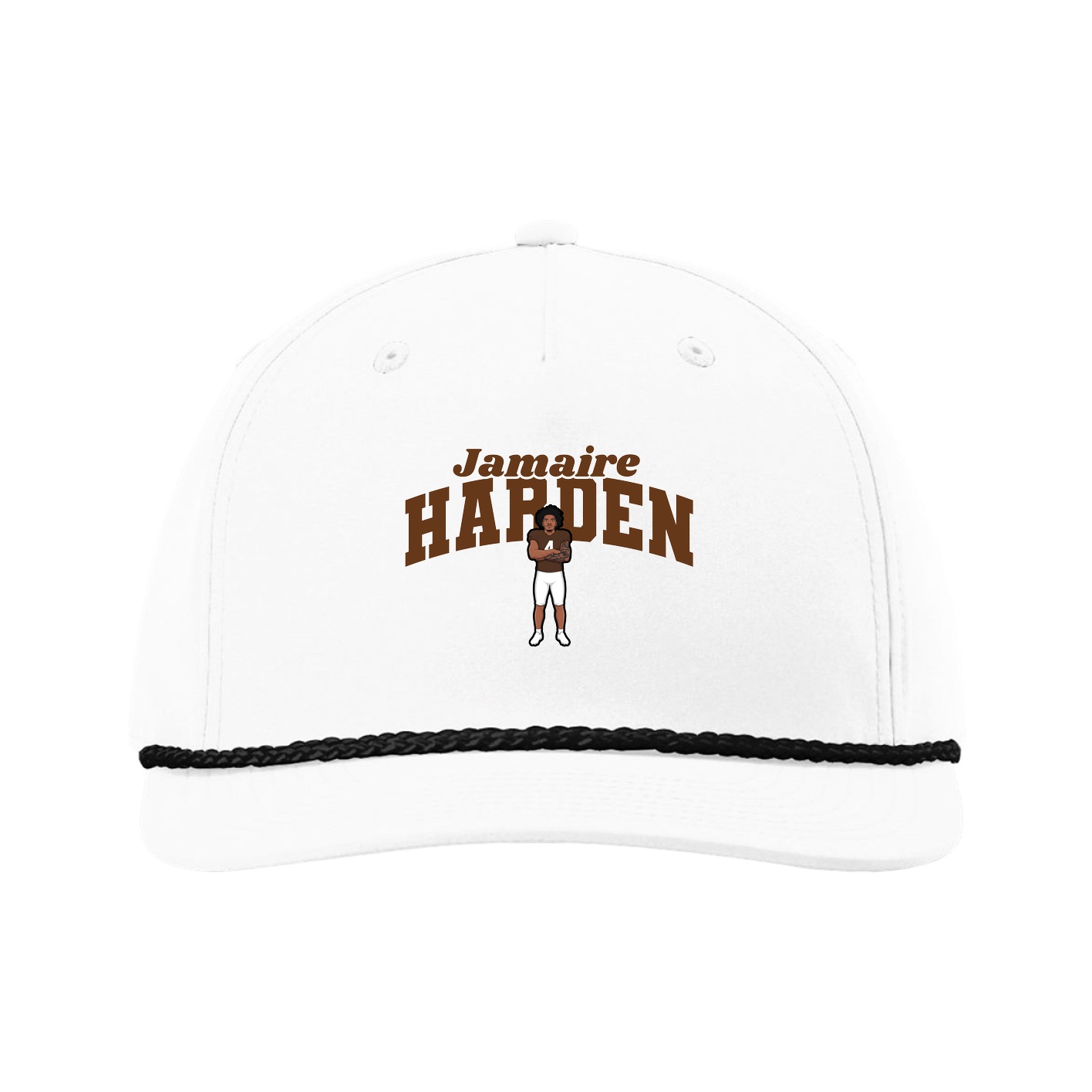 Five-Panel Classic Rope Cap — Signature Arch in White