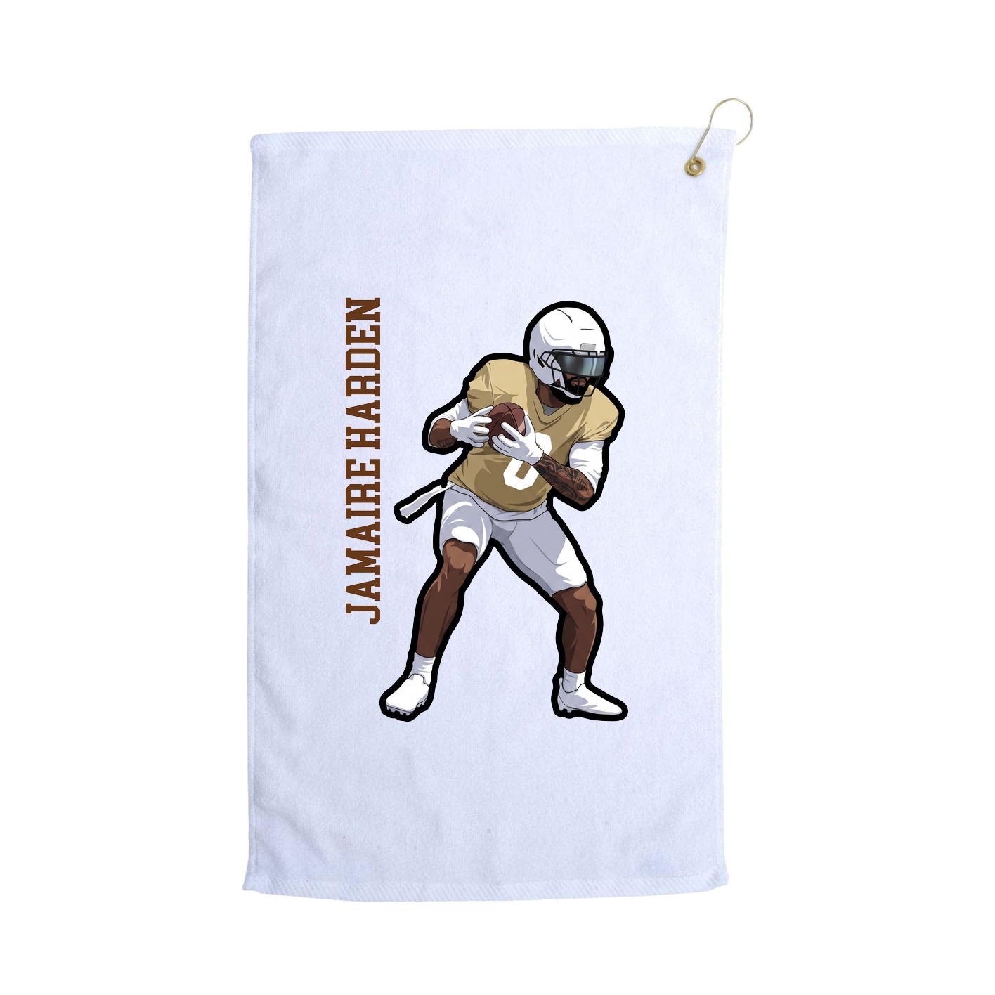 Golf Towel — Name Vertical in White