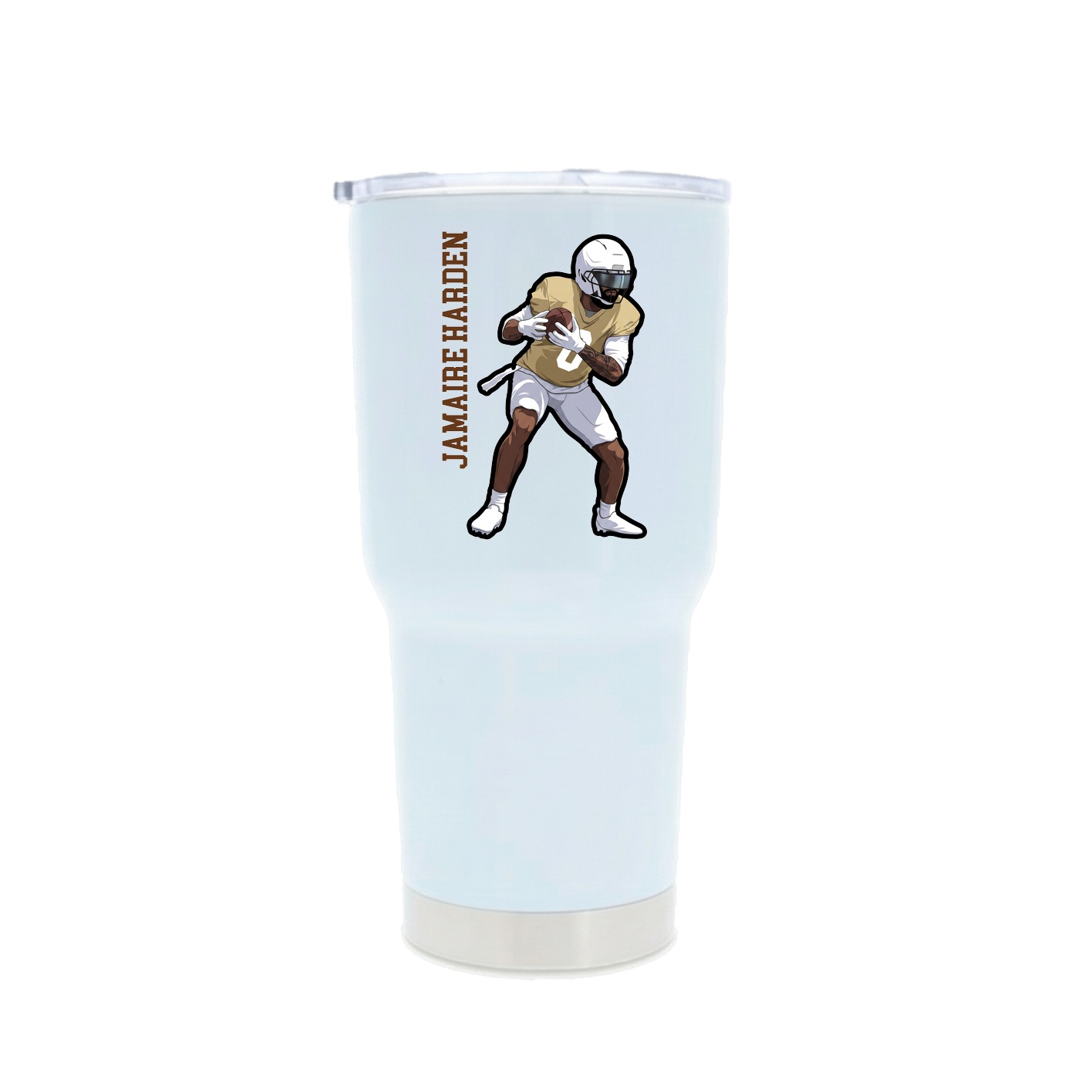 30oz Stainless Steel Tumbler — Name Vertical in White