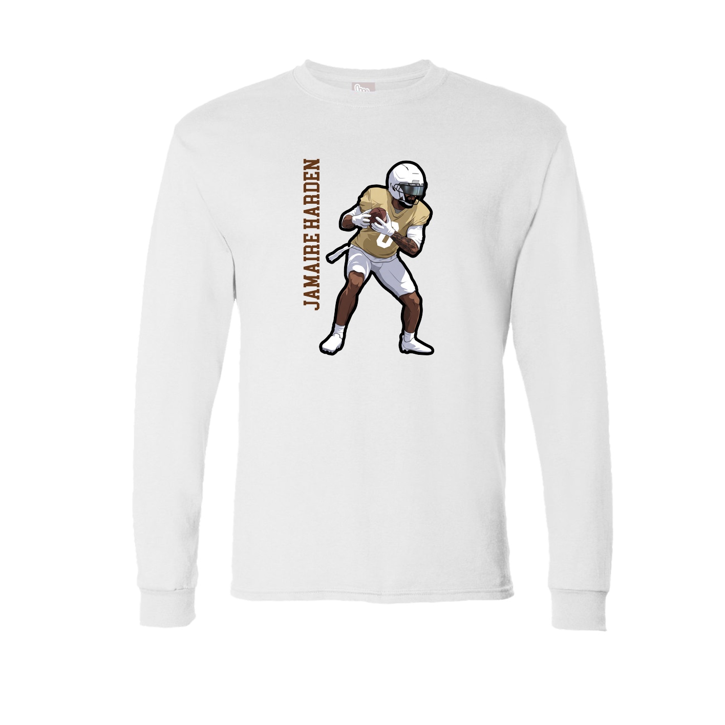Long Sleeve Tee — Name Vertical in White
