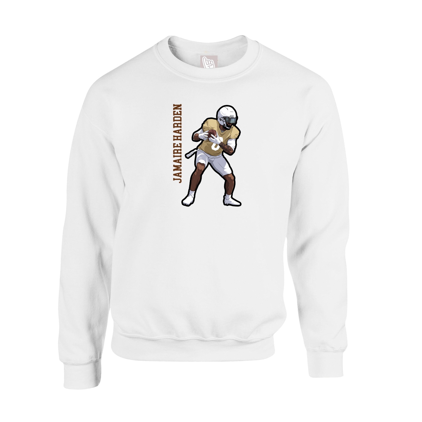 Fleece Crew — Name Vertical in White