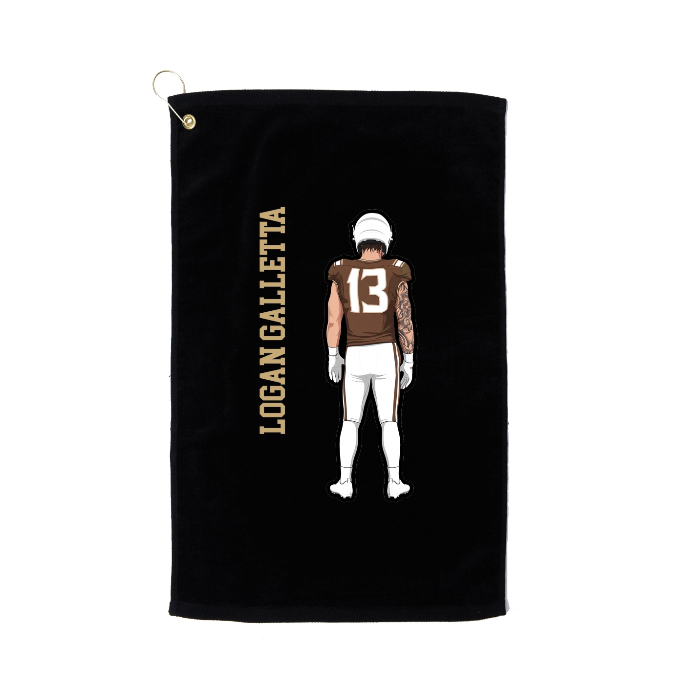 Golf Towel — Name Vertical in Black